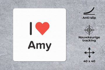 MuchoWow Gaming Mauspad Ich liebe - Amy - Mädchen (1-St), Mousepad mit Rutschfester Unterseite, Gaming, 40x40 cm, XXL, Großes