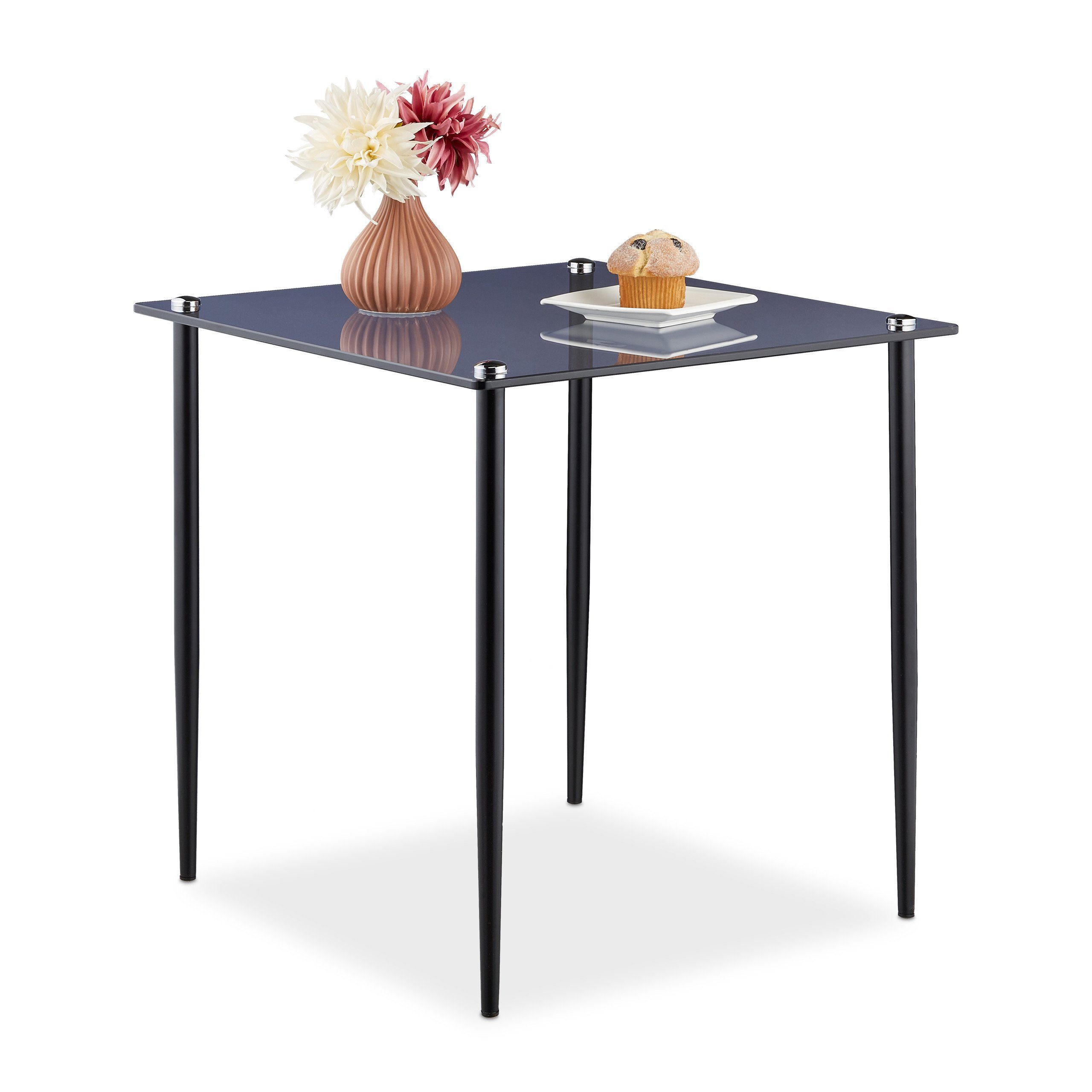 relaxdays Beistelltisch Eckiger Beistelltisch aus Glas günstig online kaufen
