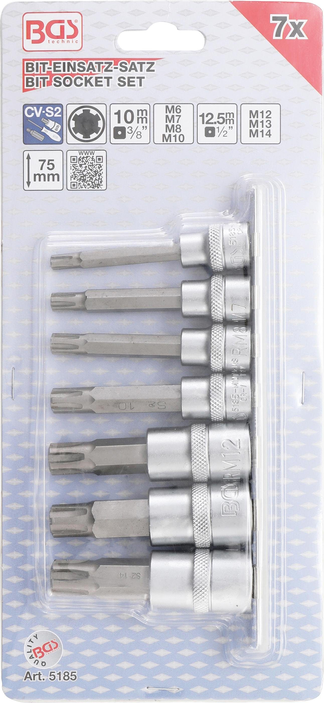 BGS Bit-Einsatz-Satz, / Innenvierkant technic mm (3/8) M14, (1/2), M6 Antrieb 12,5 (für 7-tlg. Bit-Set Keil-Profil - RIBE) 10 mm