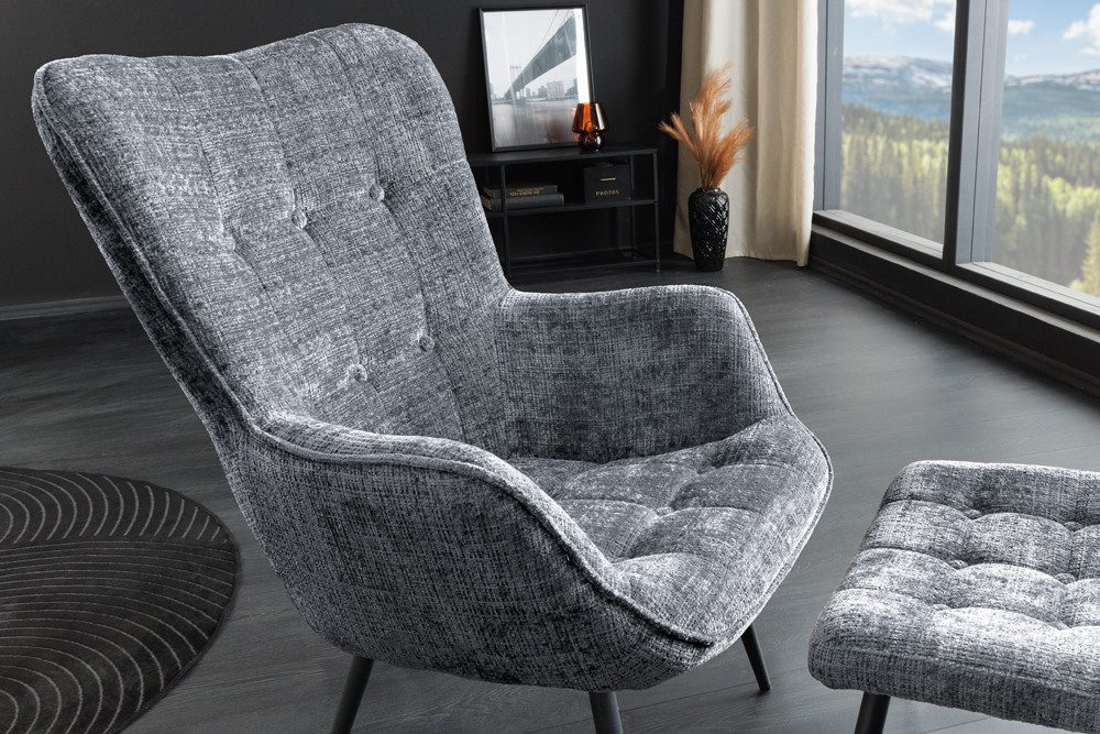 riess-ambiente Sessel SCANDINAVIA grau/schwarz - Chenille, Metall, mit Arml günstig online kaufen