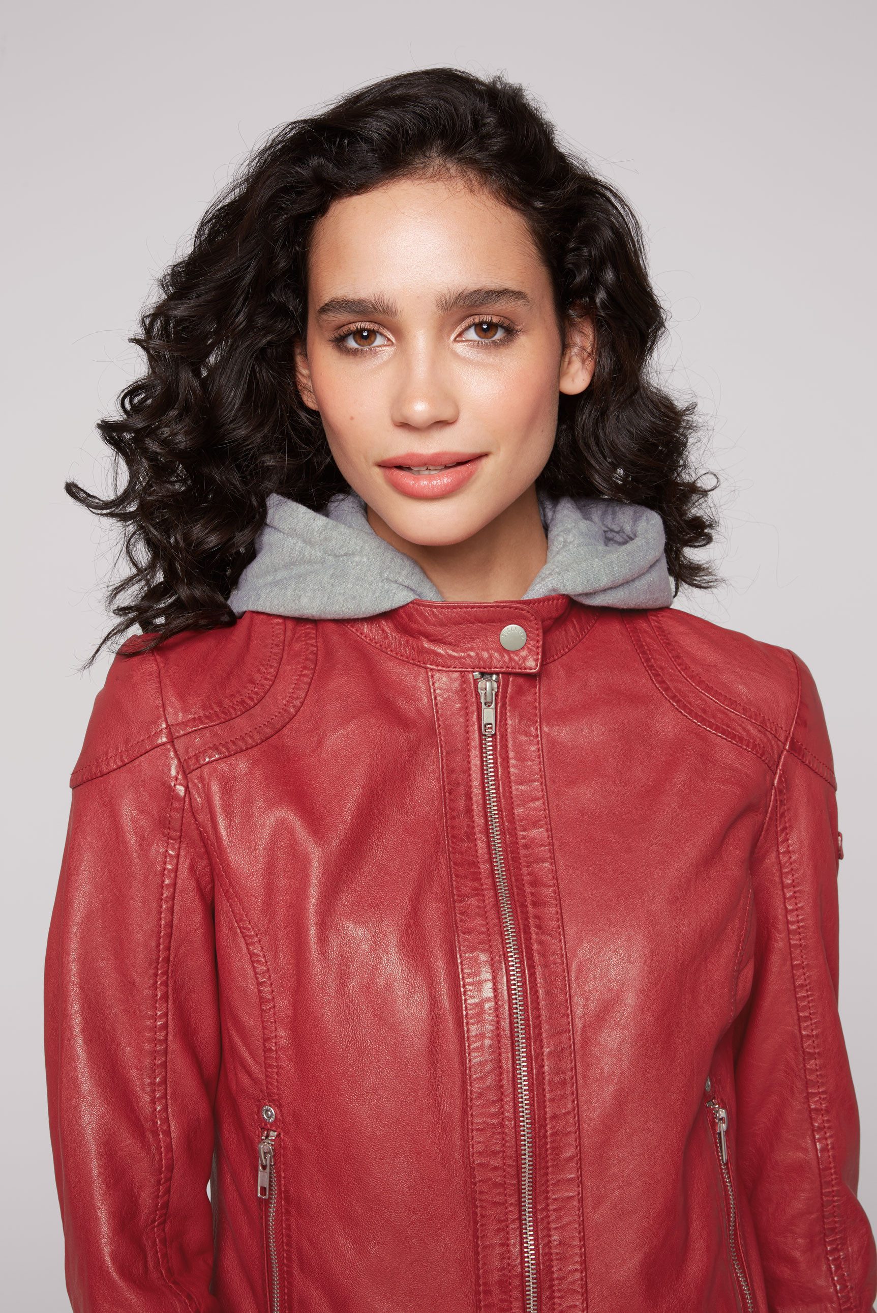 SOCCX Lederjacke mit Druckknopfriegel an den Seiten