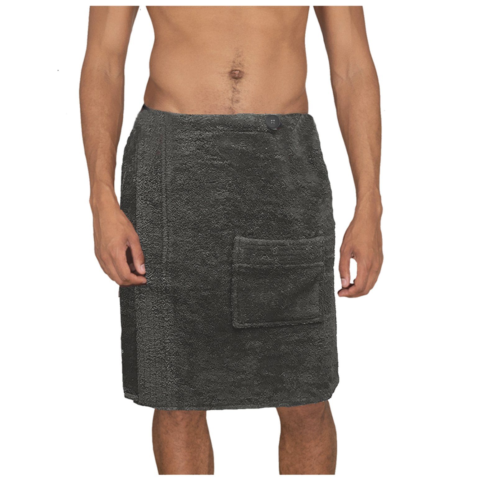 JEMIDI Saunatuch Sauna Frottee Kilt Sarong M-XXL Herren - 100% Baumwolle Anthrazit