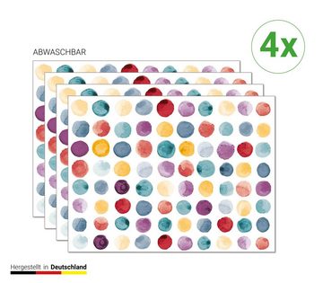 Platzset, Tischset, Platzset abwaschbar - Bunte Punkte Muster - 4 Stück aus erstklassigem Vinyl (Kunststoff) 40 x 30 cm, Tischsetmacher, (4-St)