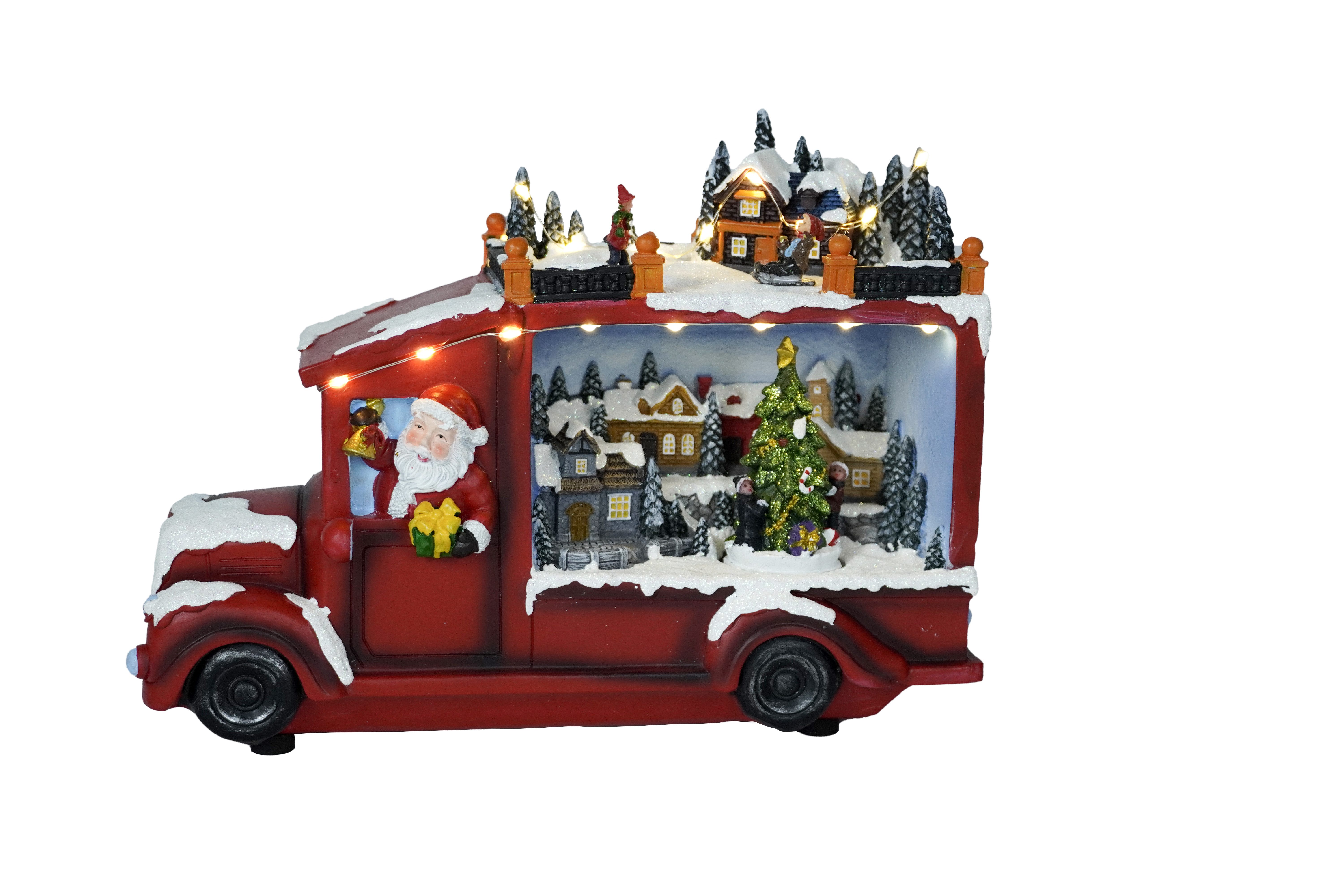 e4fun Dekofigur Weihnachtsdorf: Weihnachtsmann im LKW günstig online kaufen