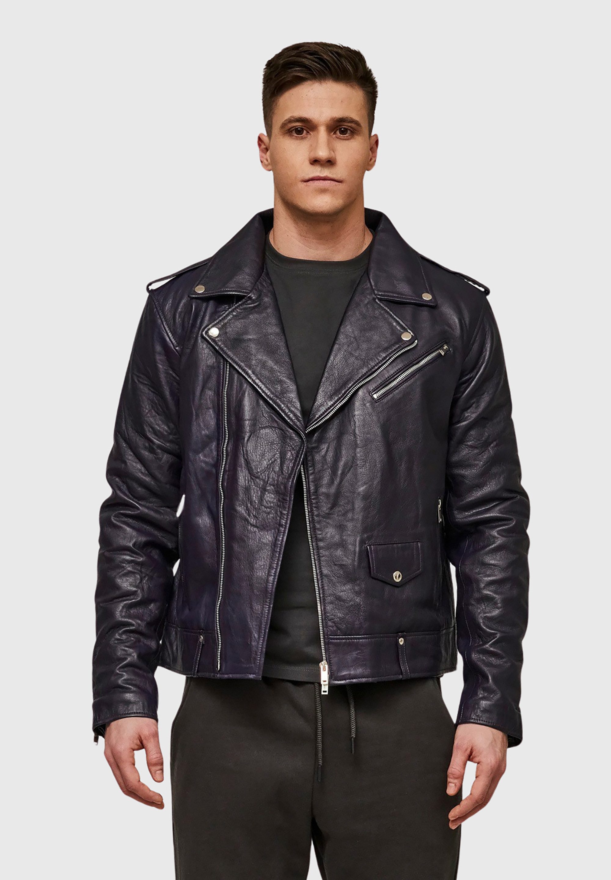 THE ODDS Lederjacke Mulberry Purple Matte Leather Jacket Men/ LMTD Edition