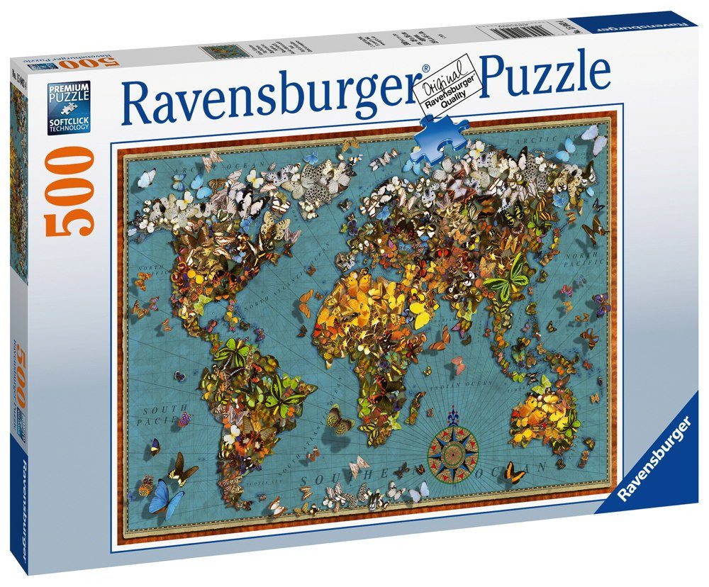 Ravensburger Puzzle 500 Teile Ravensburger Weltkarte Schmetterling 15043, Antike Puzzleteile 500 Puzzle