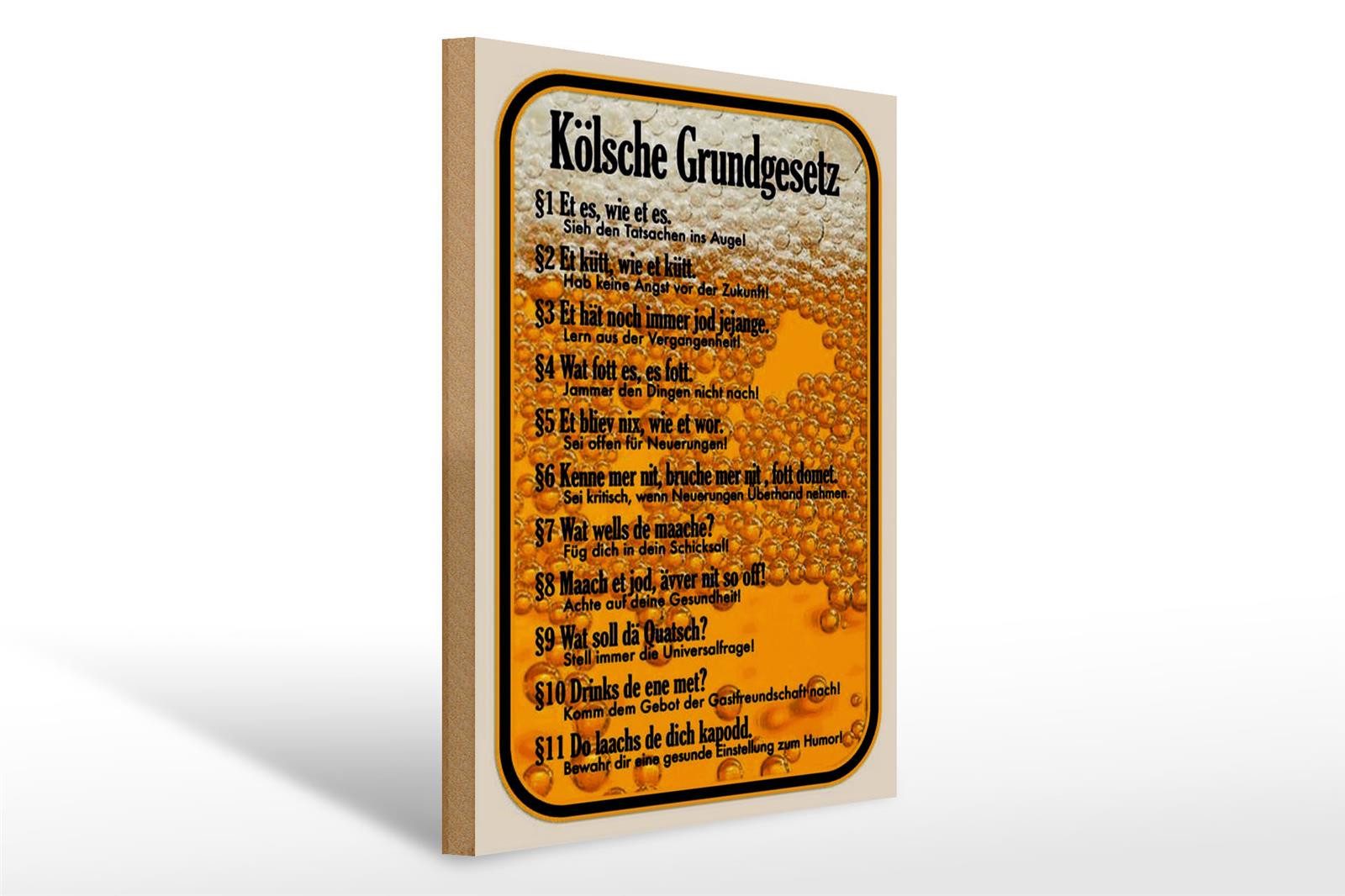 Holzbild Spruch 30x40cm Kölsche Grundgesetz Et es wie et