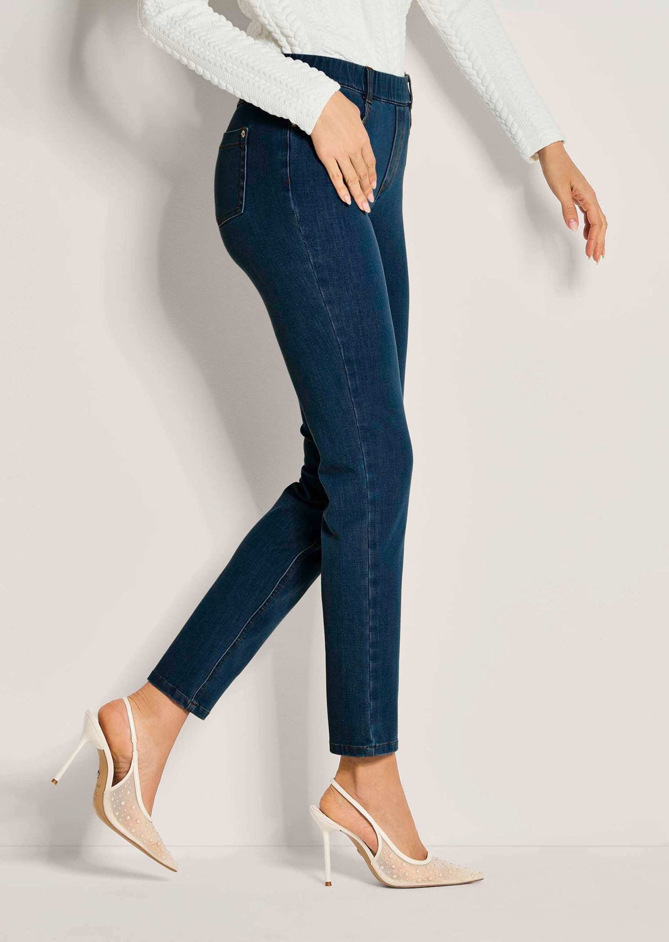 MADELEINE Gerade Jeans Kurzgröße: Denim-Leggings mit Schlupfbund Bi-elastische Jeans mit Schlupfbund im 4-Pocket-Design