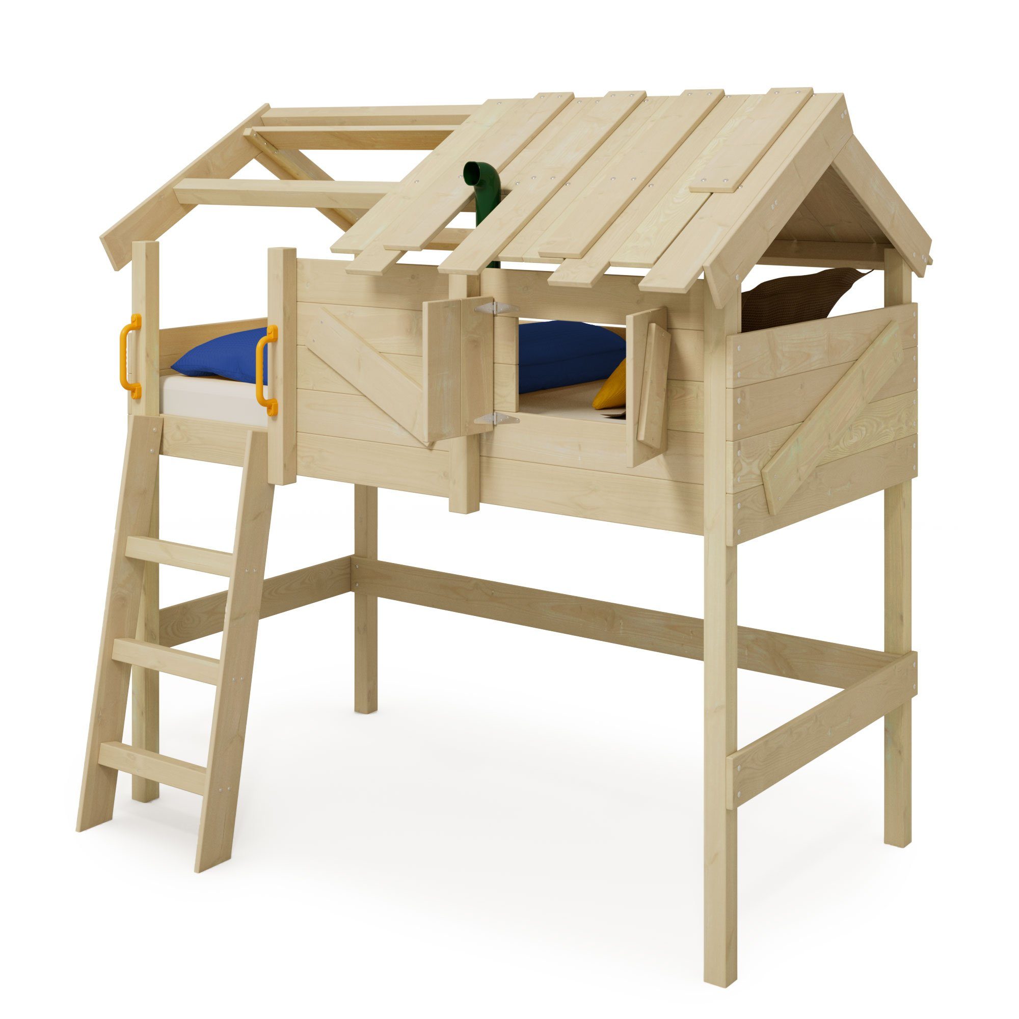 Spielbett Spielbett 90 aus Pfosten für Etagenbett Brettern, Wickey cm, Kinder), - und Kinderbett 200 CrAzY x (Holzpaket Cove Massivholzbett