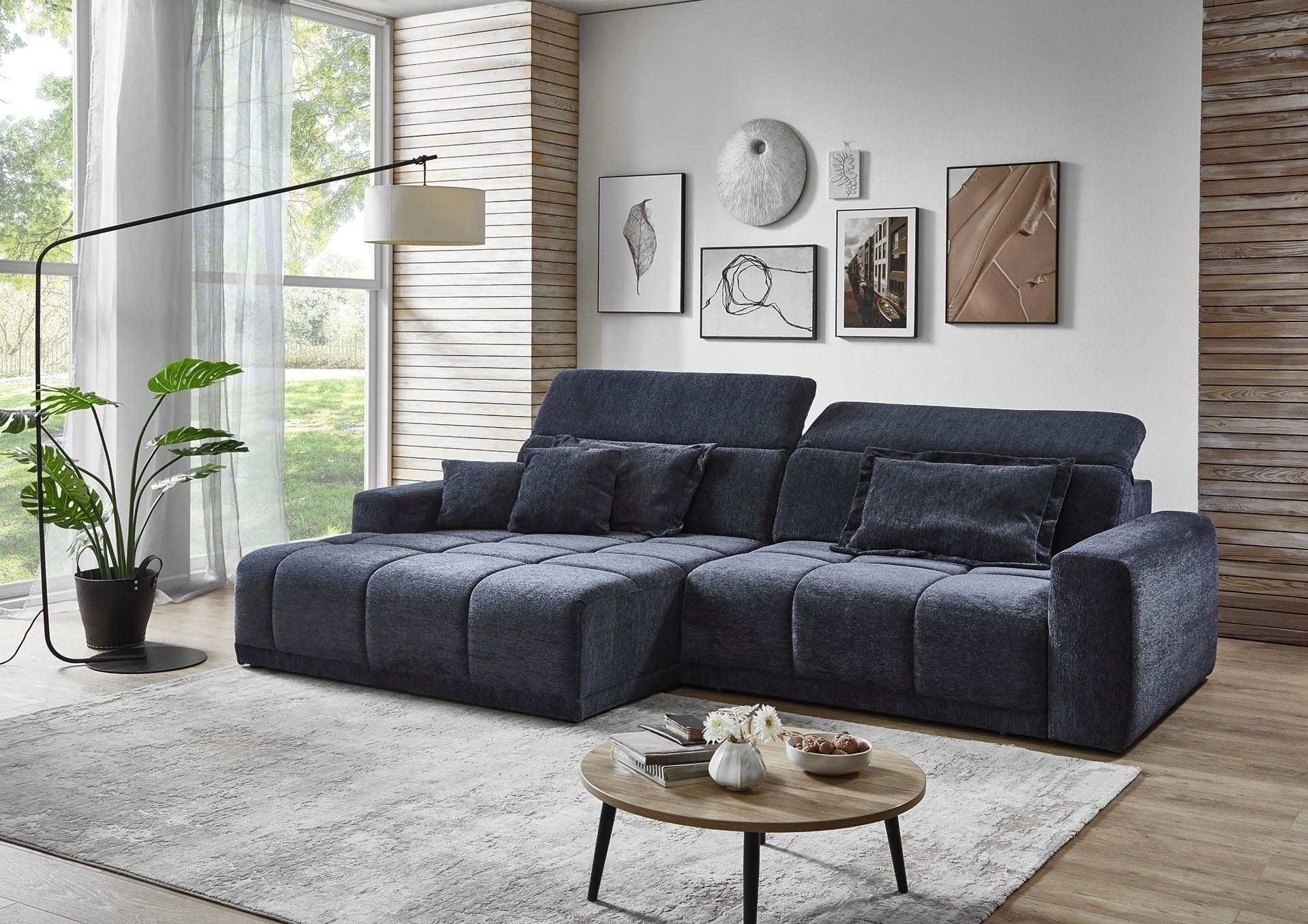 freiraum Polstergarnitur Belan, Sitztiefen + Kopfteilverstellung, anthrazit - 288x80x176cm (BxHxT)