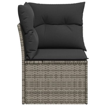 vidaXL Gartenbank Garten-Ecksofa mit Kissen Grau Polyrattan Außenbereich