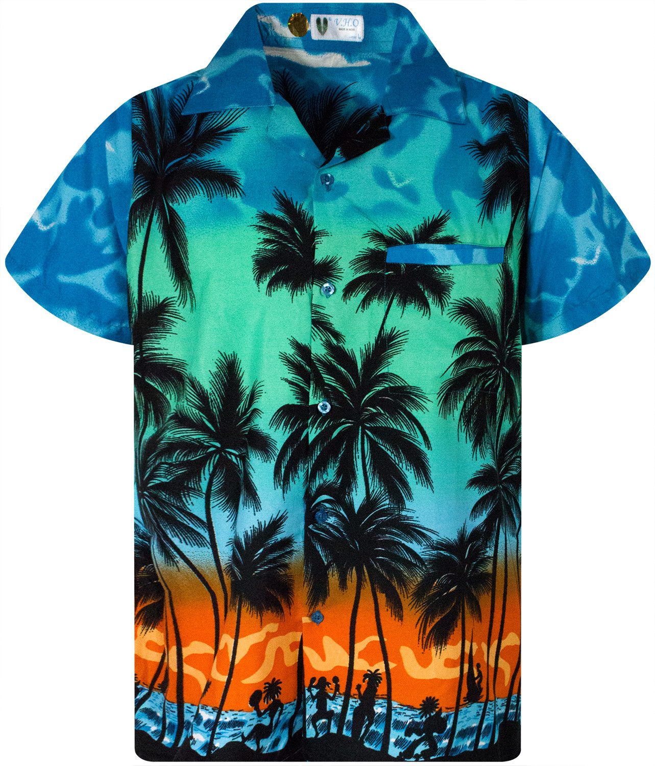 King Kameha Hawaiihemd Beach Eclectic Funky Hawaii-Hemd Herren Kurzarm Front-Tasche Stylish