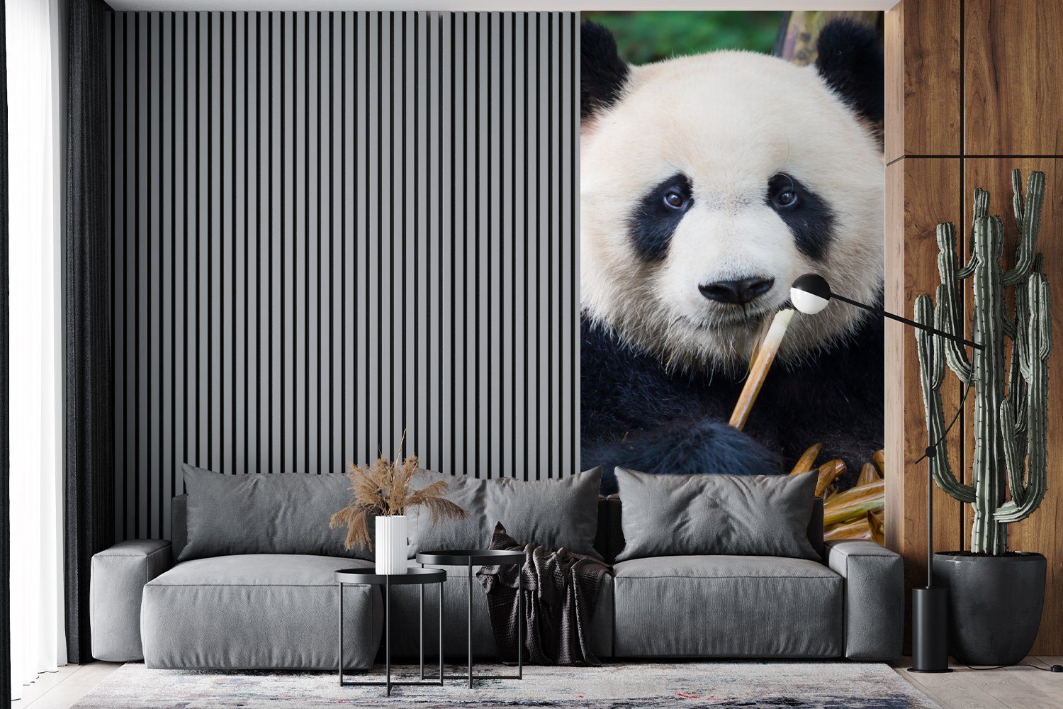 MuchoWow Fototapete Panda - für St), Natur, Bambus Vliestapete Fototapete - Matt, bedruckt, Küche, Schlafzimmer Wohnzimmer (2