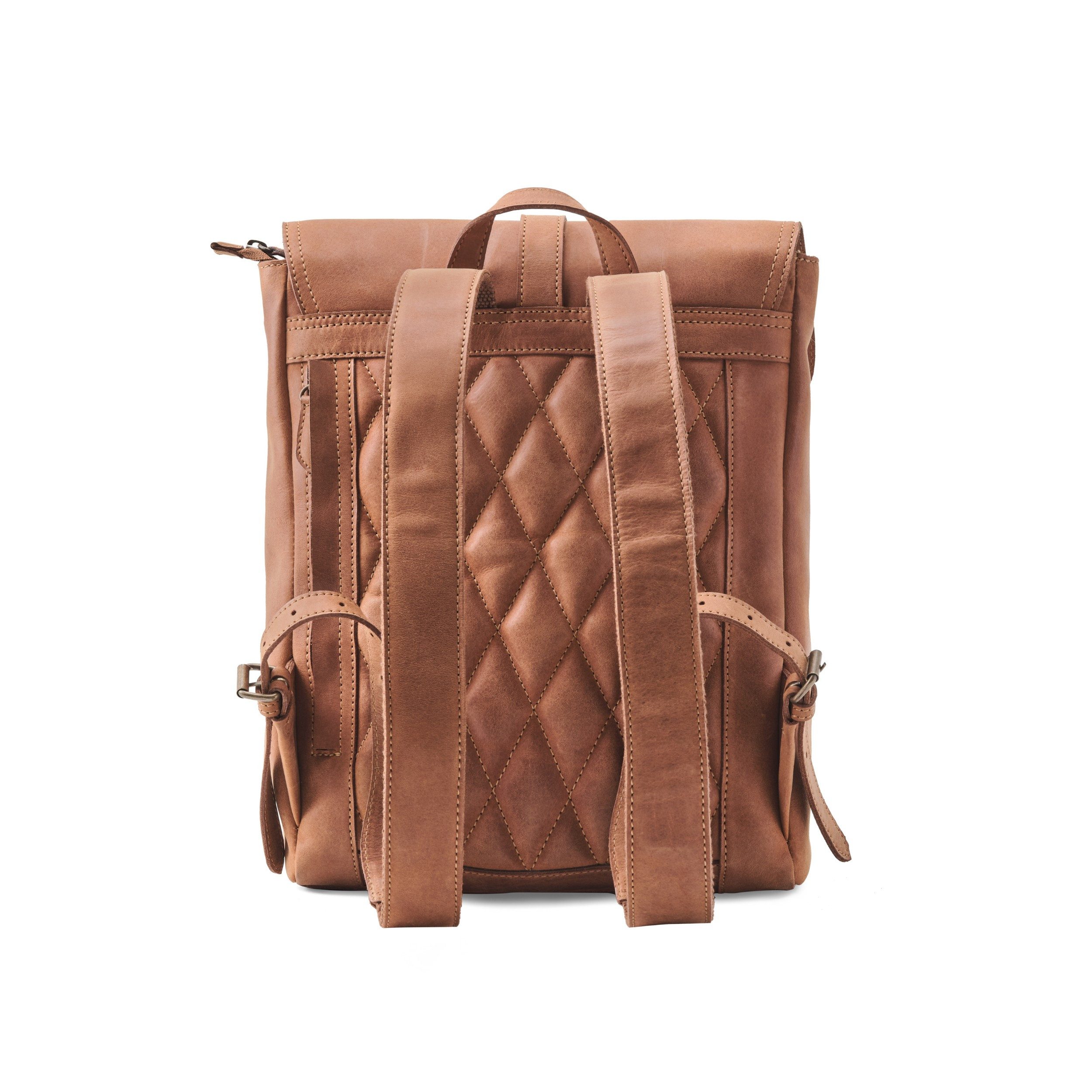 DRAKENSBERG Tagesrucksack »Tara« Cognac-Braun, Cityrucksack für Damen aus Leder mit 13" Laptopfach, hochwertig
