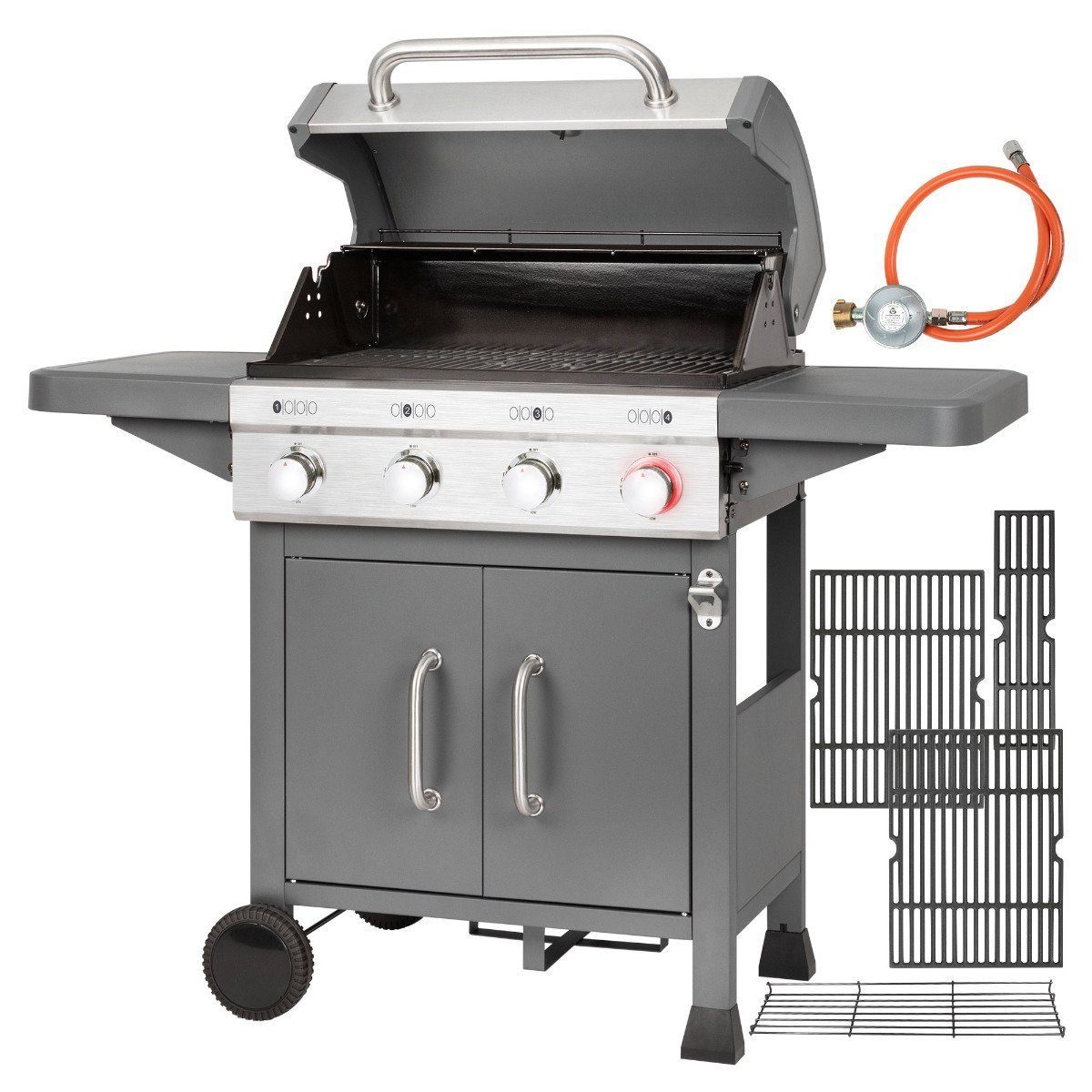 ProfiCook Gasgrill PC-GG 1258, 4 Heizzonen, Grillrost aus Gusseisen, bis 800 °C