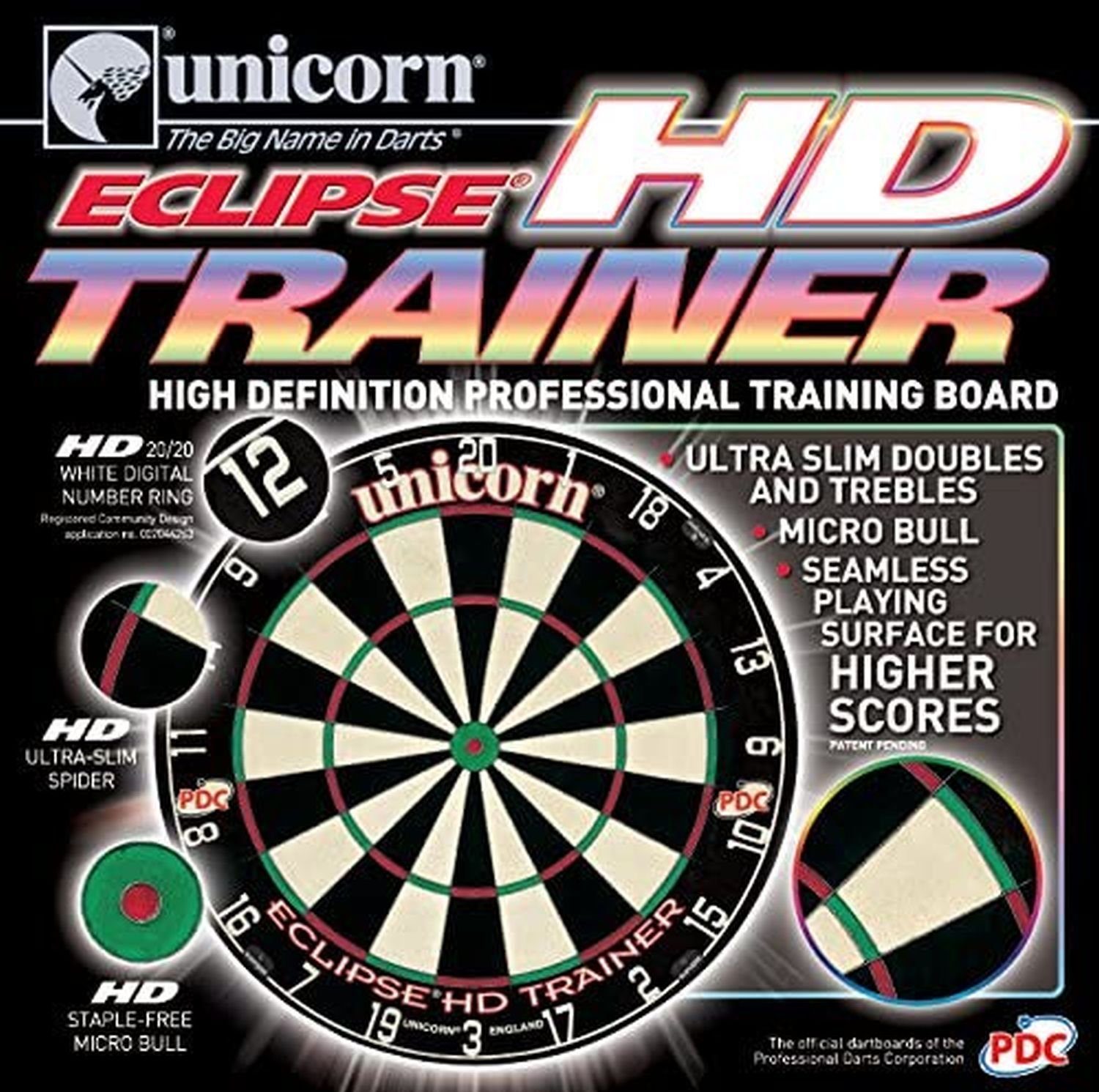 unicorn Dartscheibe Eclipse Bristle Trainer Board, Board Darts HD Scheibe Dart Dartboard