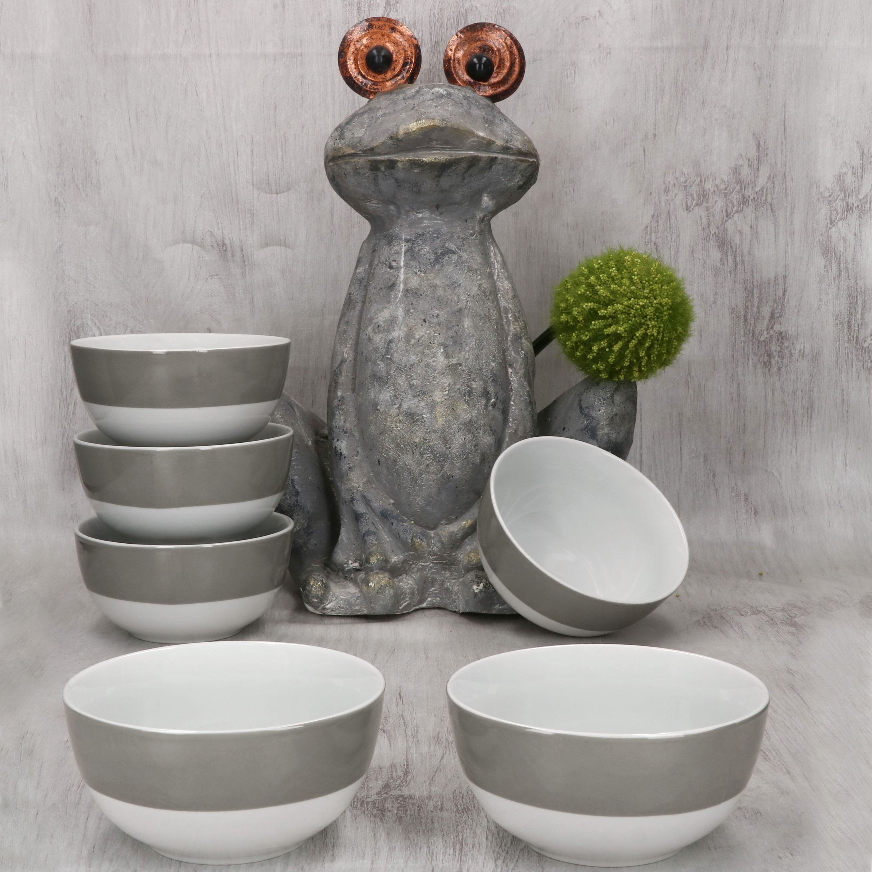 MamboCat Müslischale 6x Variant Grau Schale Ø14,3cm 450ml Porzellan 6 Personen Müsli, Porzellan