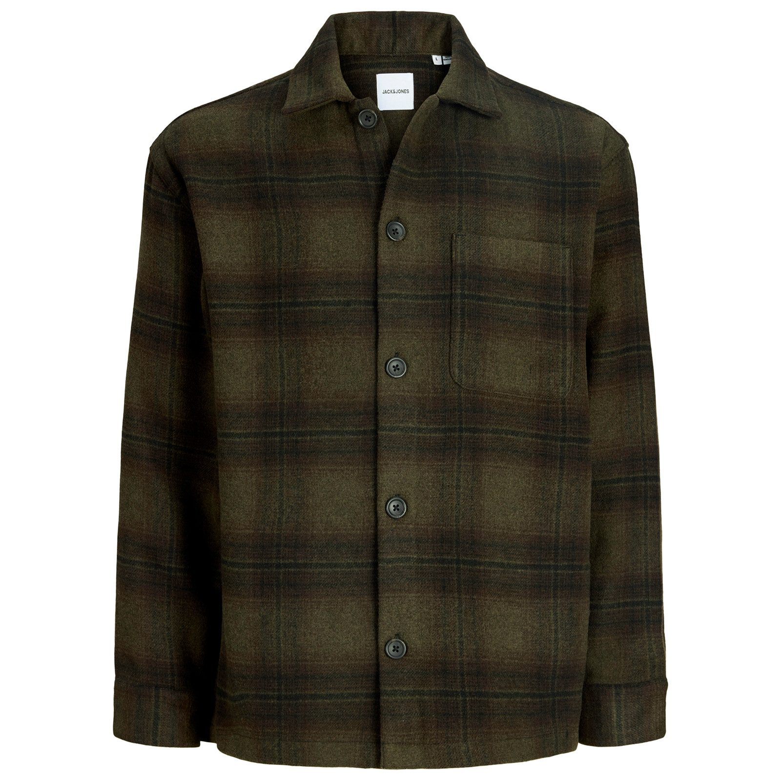 Jack & Jones Hemdjacke Jack&Jones XXL Hemdjacke braun-oliv-schwarz JJESOHO