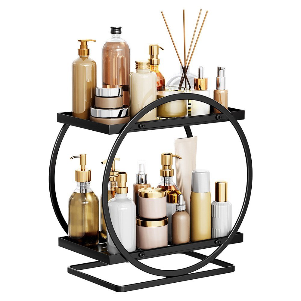 Make-Up Organizer Kosmetik Organizer, 2-stufiger Badezimmer-Theken-Organizer mit Metall
