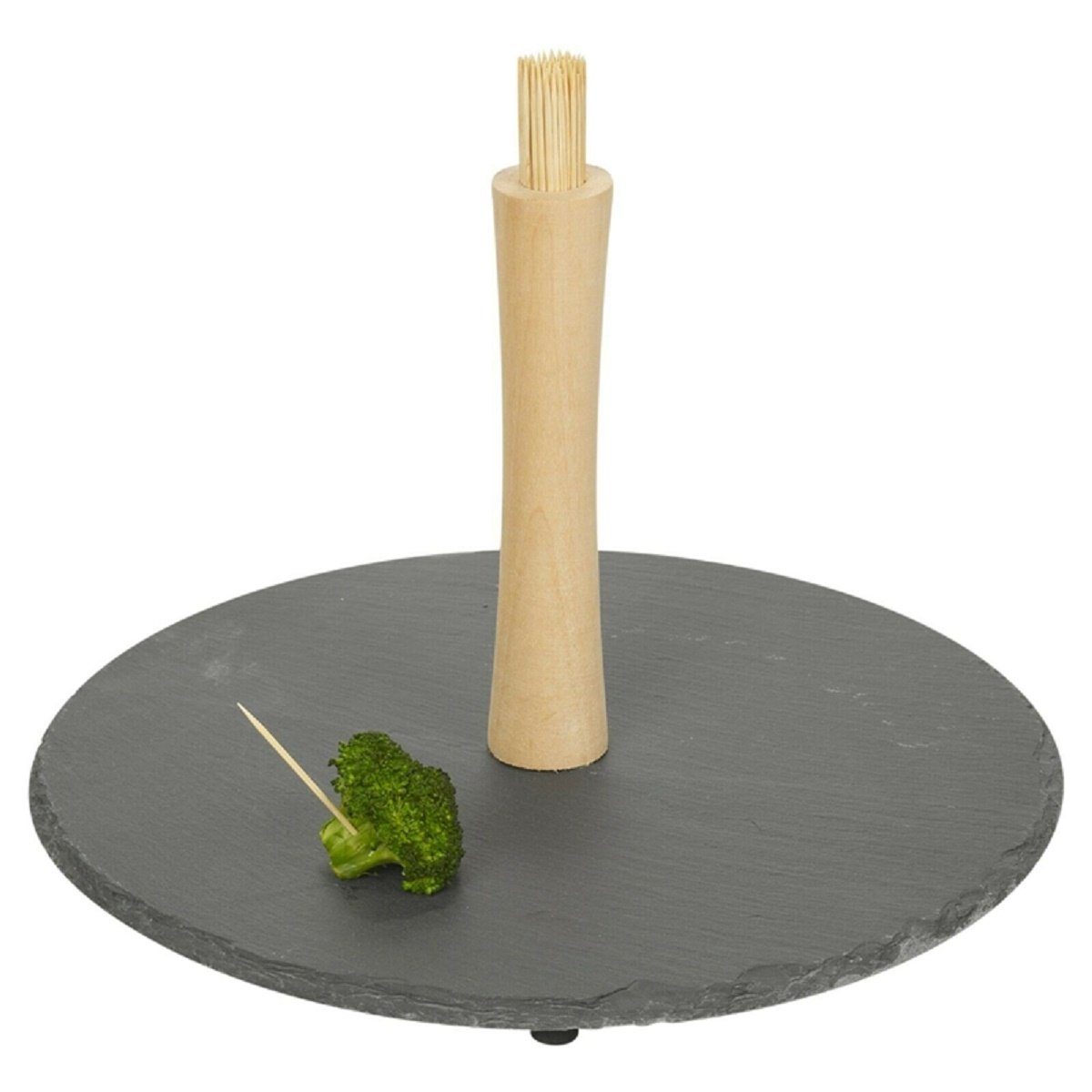 Alpina Servierplatte Snack-Servier-Set 30 cm robuster Steinschiefer Tablett und Sticks