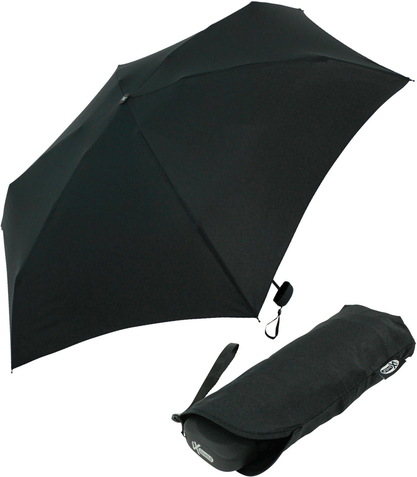 iX-brella Taschenregenschirm Super Mini 18 cm kleiner Schirm mit 94cm großem, super-mini schwarz
