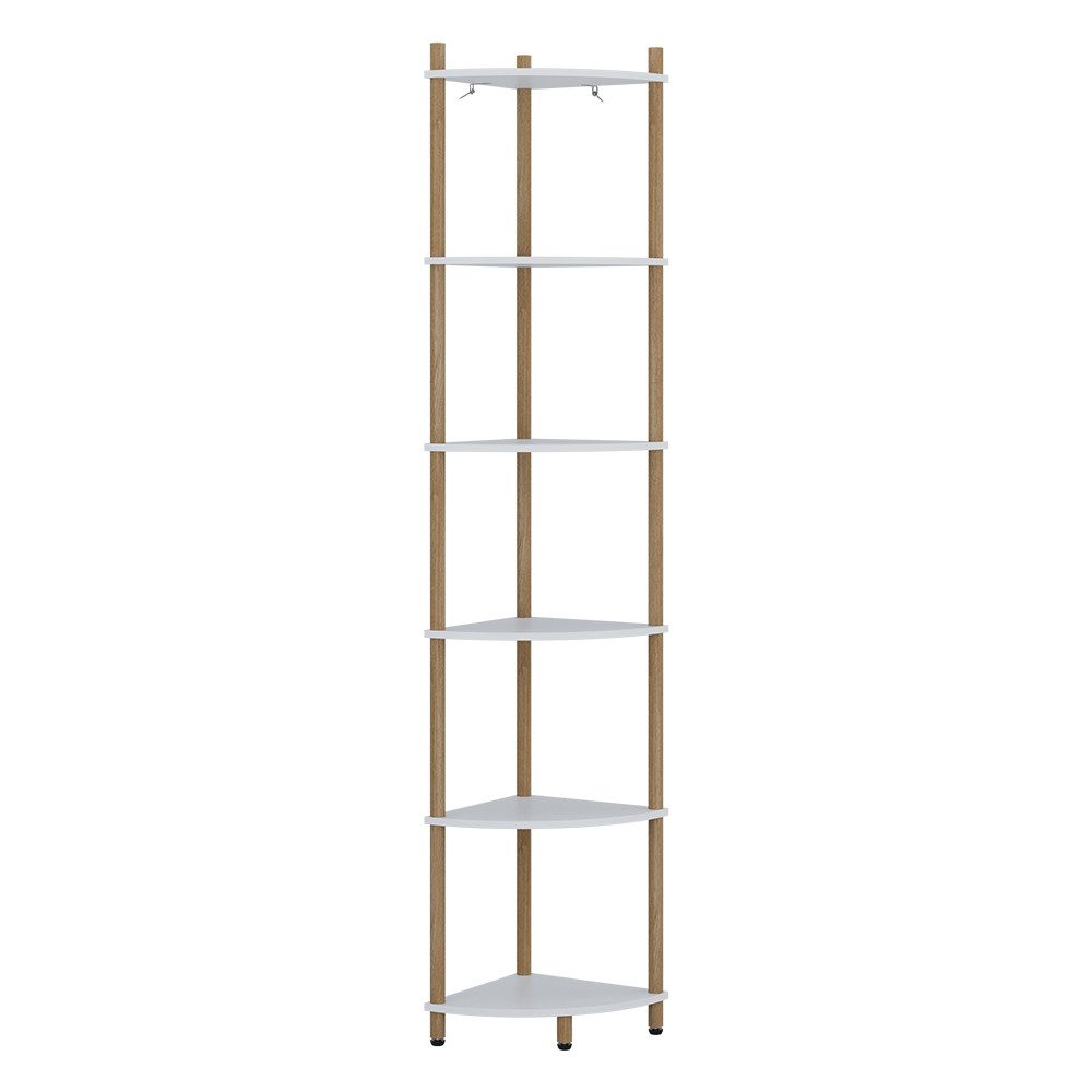 Vicco Eckregal Bivio, Weiß/Kiefer, 29 x 163.5 cm mit 6 Ablagefächern günstig online kaufen