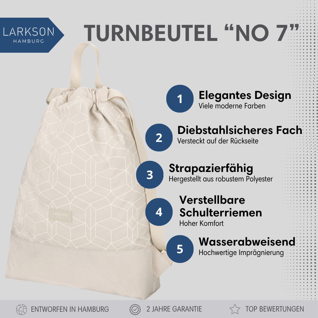 LARKSON Turnbeutel No 7 Turnbeutel Damen Herren (1-tlg), Sporttasche, Anti Diebstahl Seitentasche, Wasserabweisend – Bild 2 von 5
