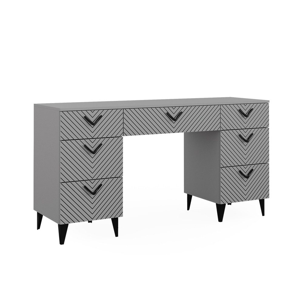 Vicco Schreibtisch Anett, Grau, 150 x 45 cm mit 7 Schubladen (1-St)