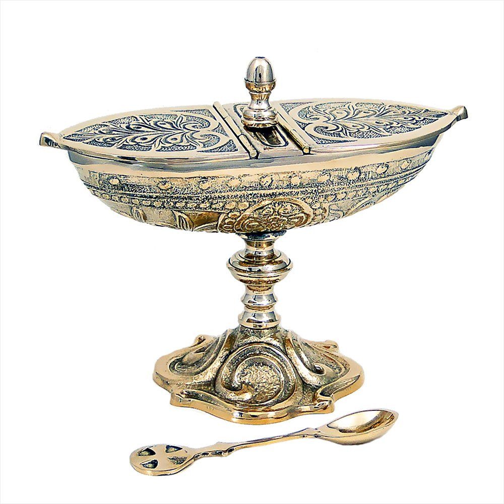 Räucherstövchen 2943 Weihrauchschiffchen mit Klappdeckel Und Löffe