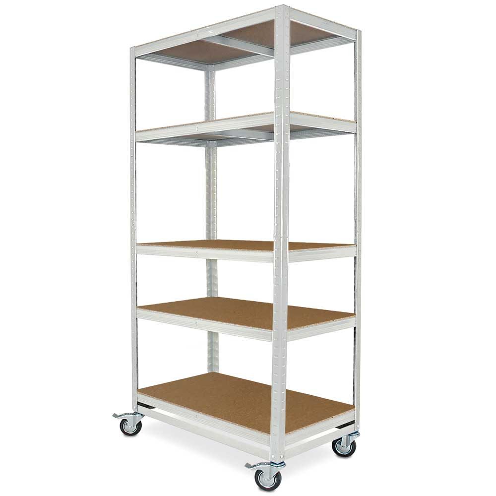 BRB-Lagertechnik Regaltransportwagen Kommissionierwagen mit 5 Ebenen, BxTxH 900x500x1905 mm, Praktischer Schwerlast-Regalwagen