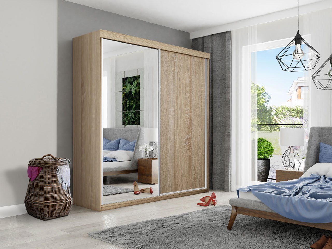 MIRJAN24 Kleiderschrank Top 23/200 (mit 2 Schiebetüren) mit Kleiderstange, günstig online kaufen