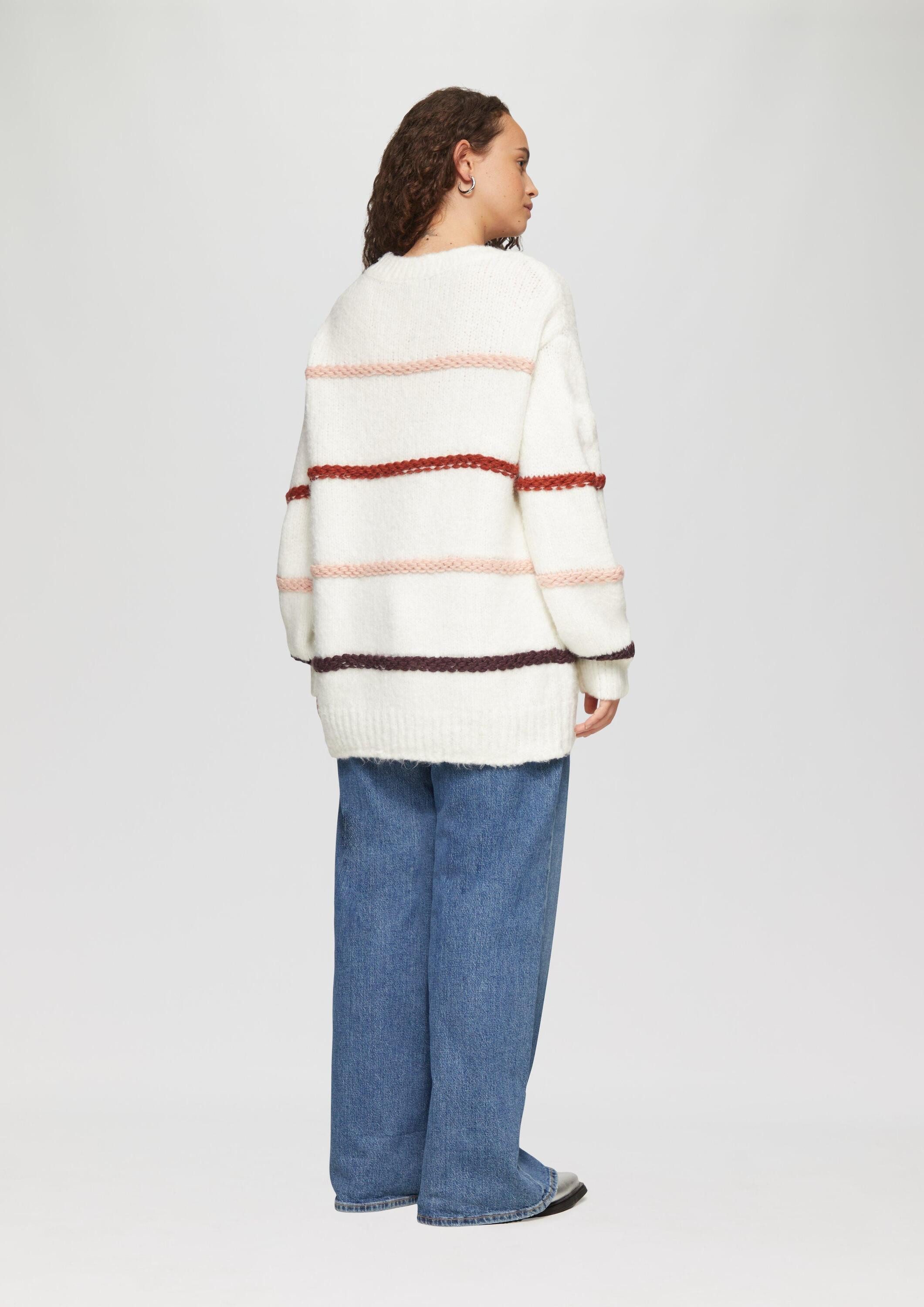 QS Longpullover Strickpullover Flauschiger Pullover mit überschnittenen Schultern