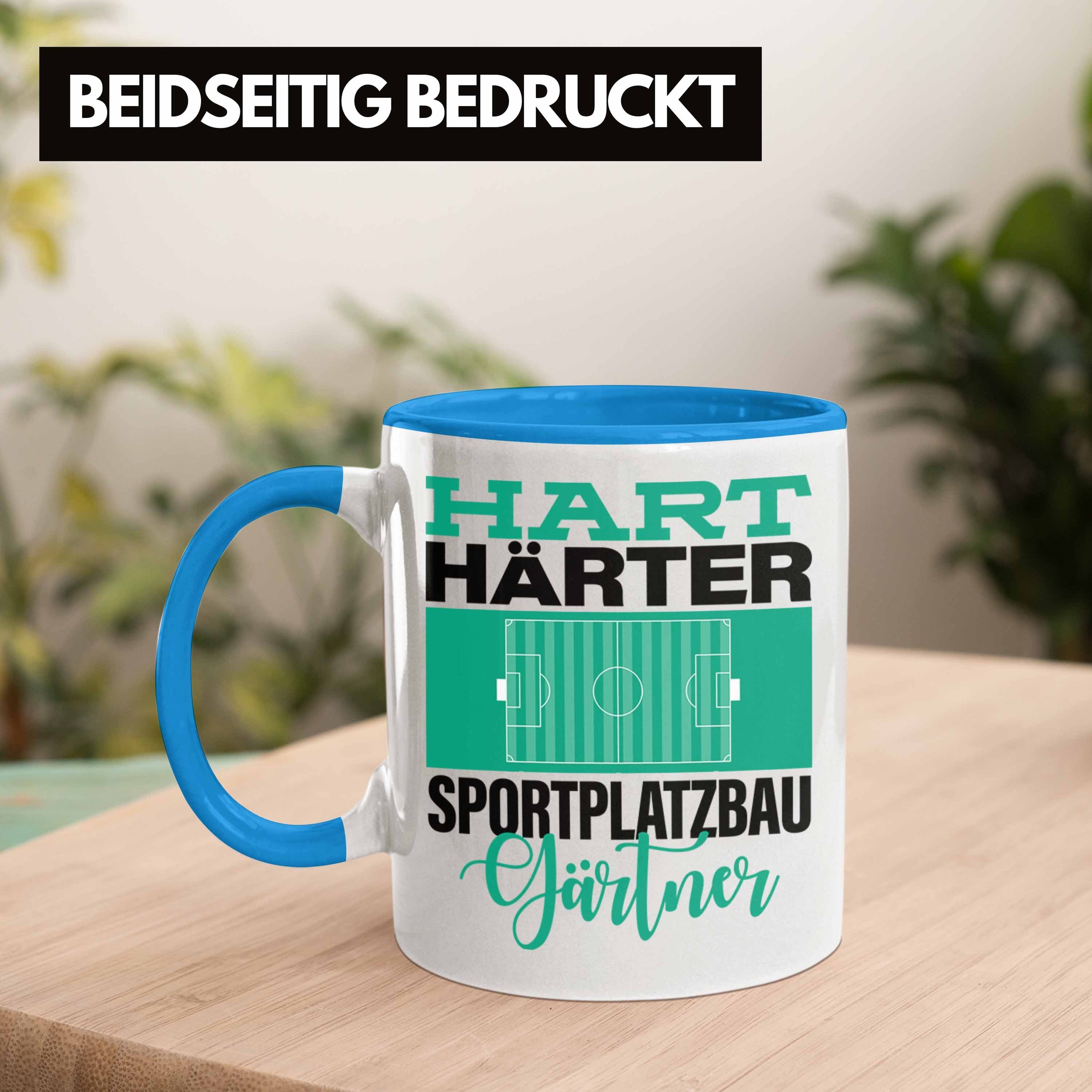 Sportp Geschenkidee Trendation Sportplatzbaugärtner Tasse Spruch für Blau Härter Tasse "Hart