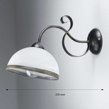 Licht-Erlebnisse Wandleuchte ANTICA, ohne Leuchtmittel, Wandlampe Messing Weiß Glas Metall Schlafzimmer Flur Wohnzimmer Lampe
