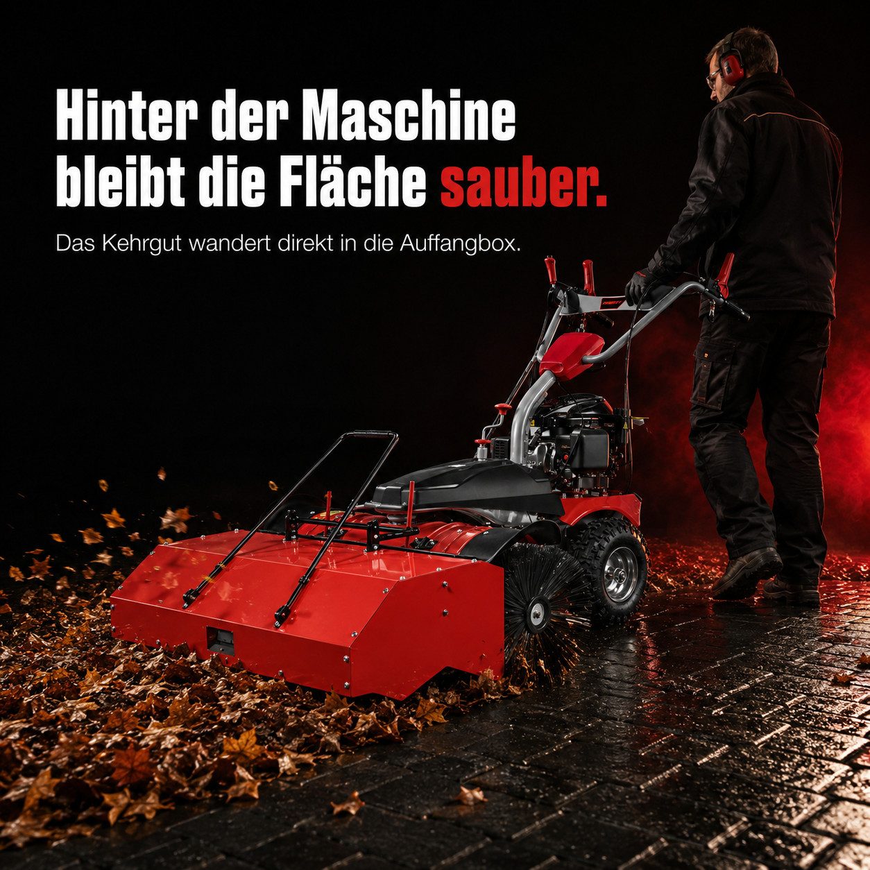 Onbest Benzin-Kehrmaschine S-100 LE mit Auffangbox Schneeschild Schneeketten, 100,00 cm Arbeitsbreite, Elektrostart, 6,5 PS, inklusive Öl – Bild 5 von 5