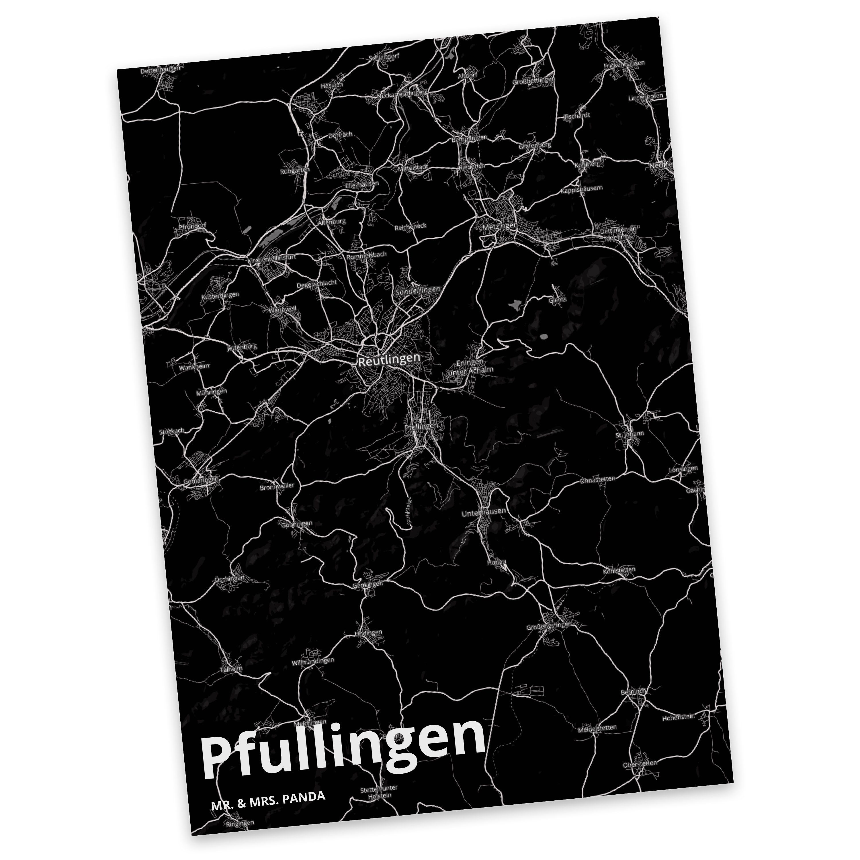 Mr. & Mrs. Panda Postkarte Pfullingen - Geschenk, Dorf, Geburtstagskarte, Karte, Stadt, Stadt Do