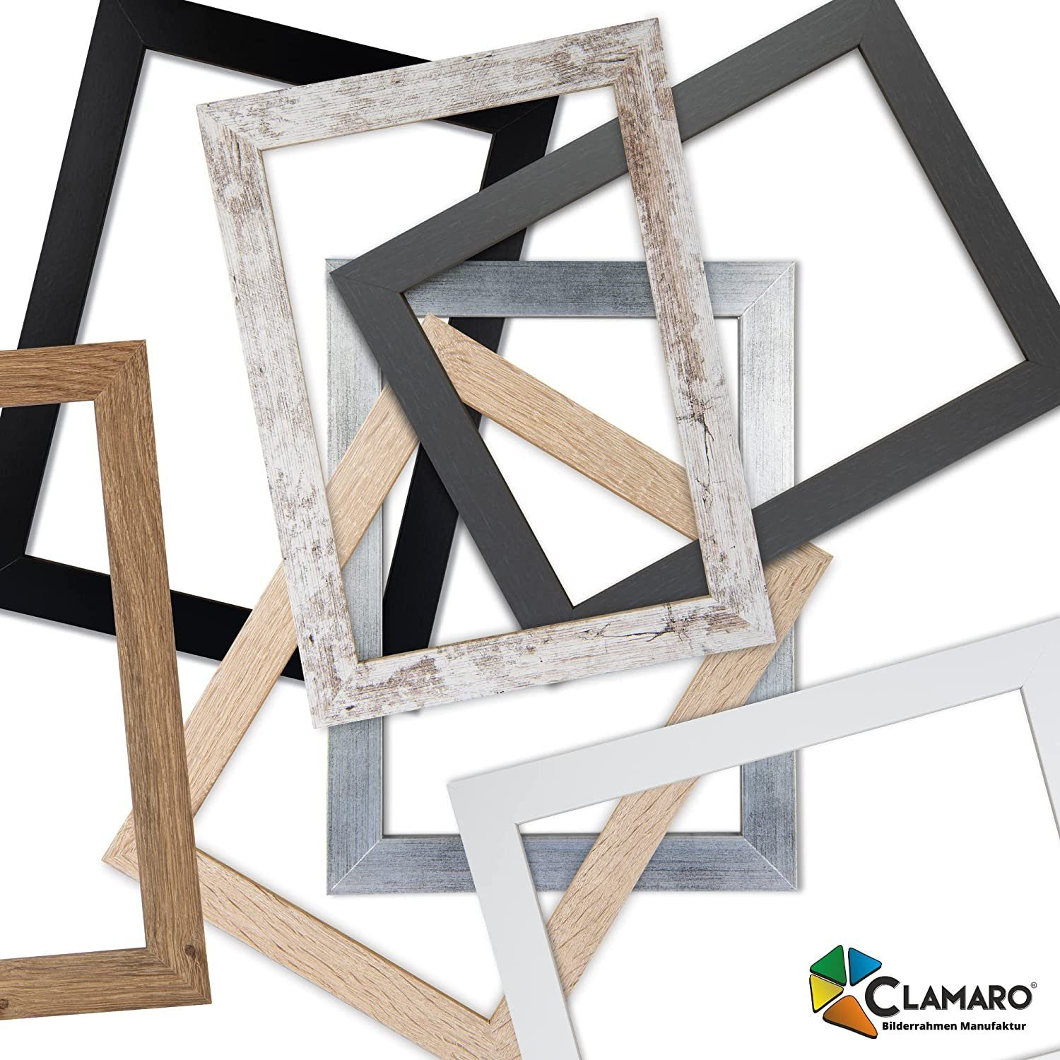 50x Bilderrahmen nach Clamaro Holz FSC® eckig GebÃ¼rstet Modern CLAMARO Maß in Bilderrahmen Collage Silber