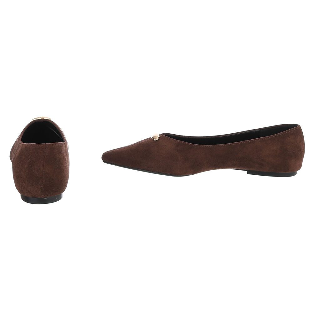 Ital-Design Damen Slipper spitz mit Schmuckdetail, elegant Pumps (92078969) Blockabsatz Klassische Ballerinas in Braun – Bild 5 von 5