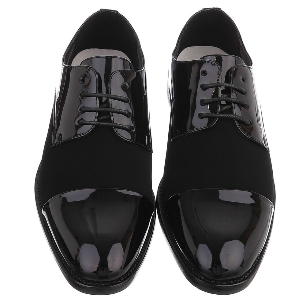 Coolwalk Herrenschuh Derby glänzend Schnürung elegant Freizeit Schnürschuh (91977178) Blockabsatz Business-Schuhe in Schwarz – Bild 4 von 5
