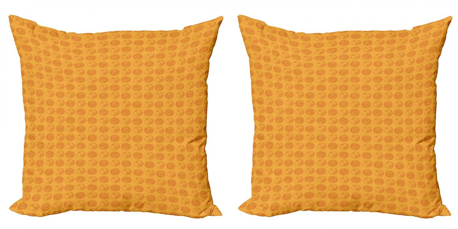 Kissenbezüge Modern Accent Doppelseitiger Digitaldruck, Abakuhaus (2 Stück), Orange Tinte gezeichnet Zitrusfrucht Kunst