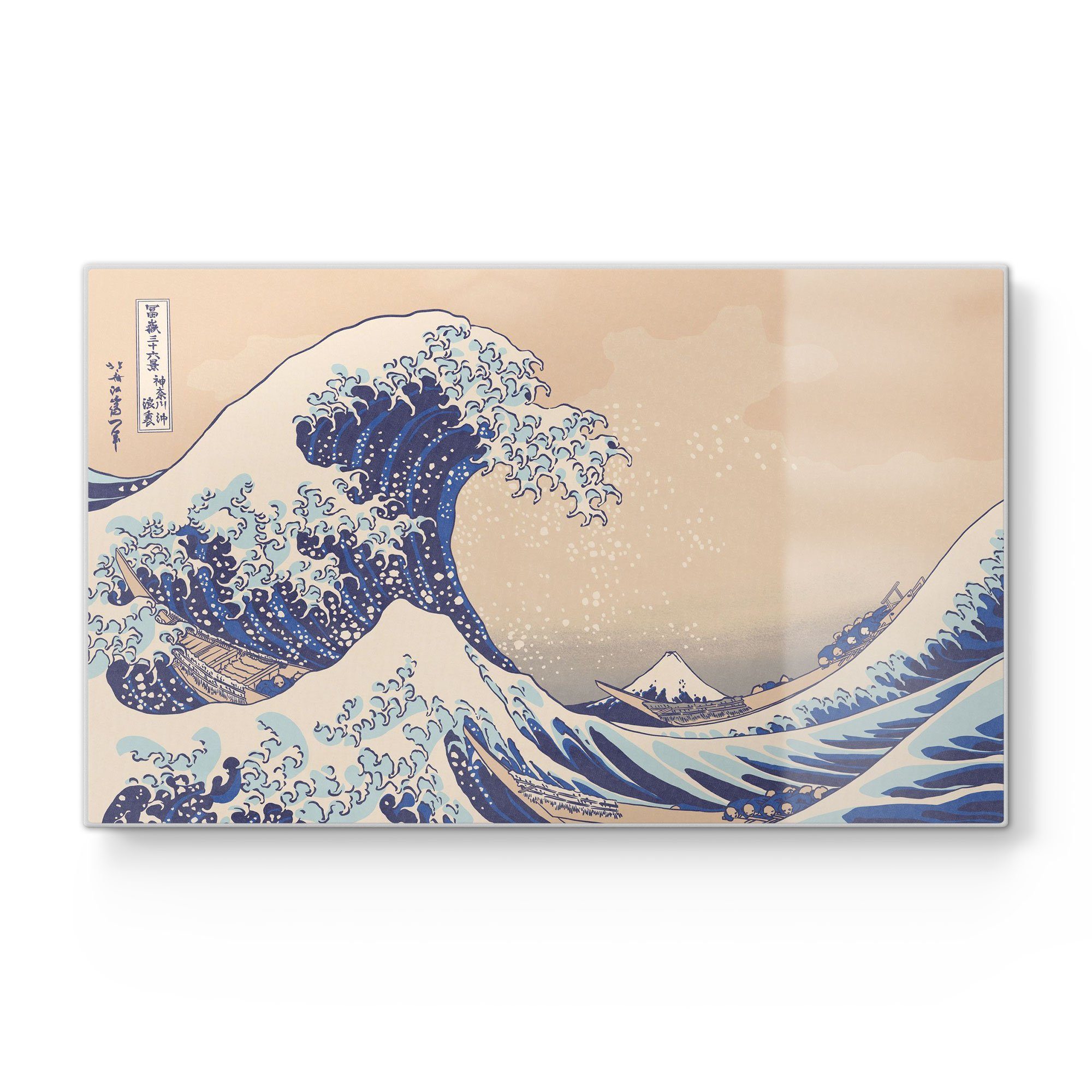 DEQORI Schneidebrett 'Große Welle vor Kanagawa', Glas, Platte Frühstücksbrett Schneideplatte
