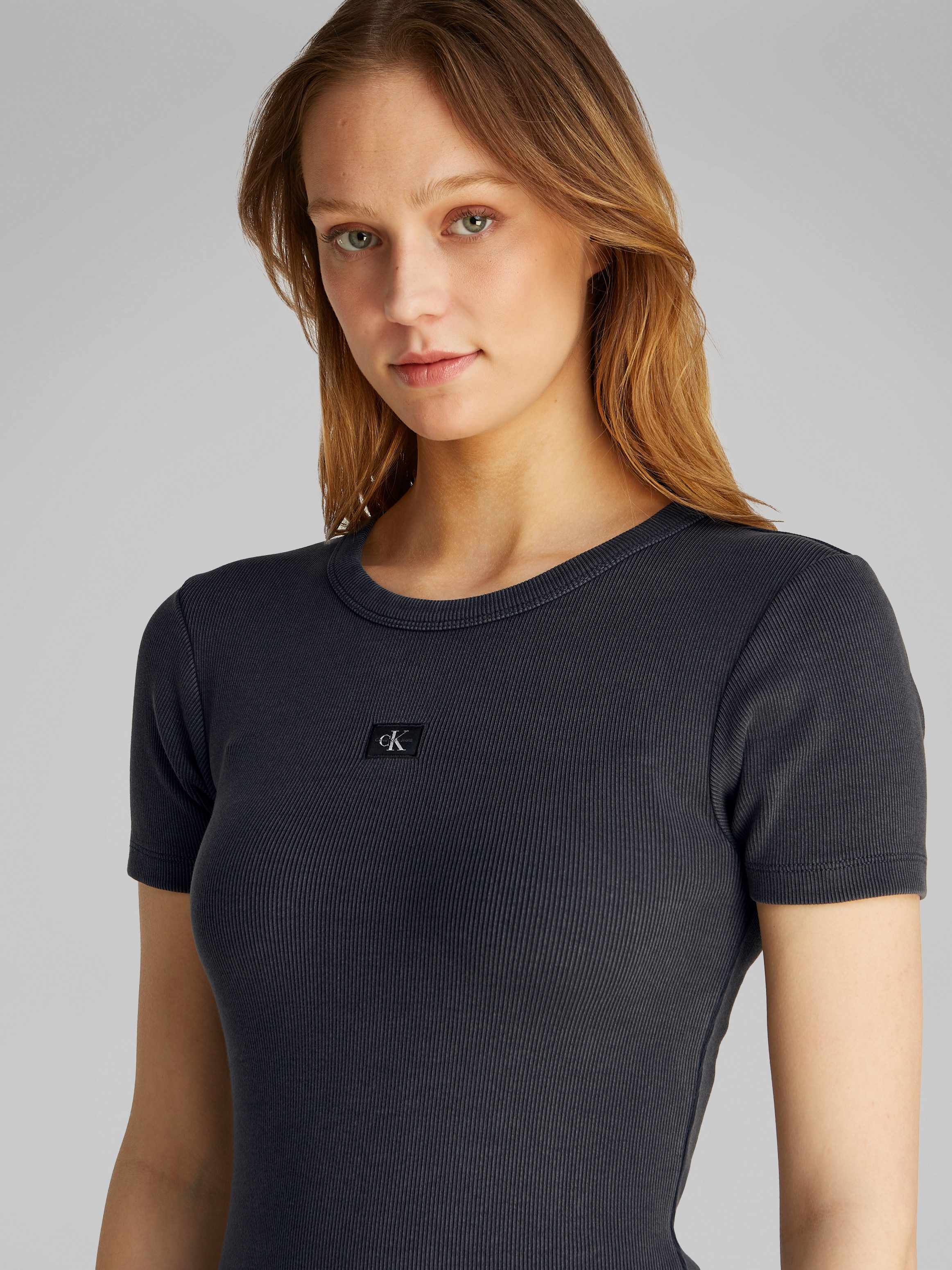 Calvin Klein Jeans Shirtkleid WASHED WOVEN LABEL RIB DRESS in gewaschener O günstig online kaufen