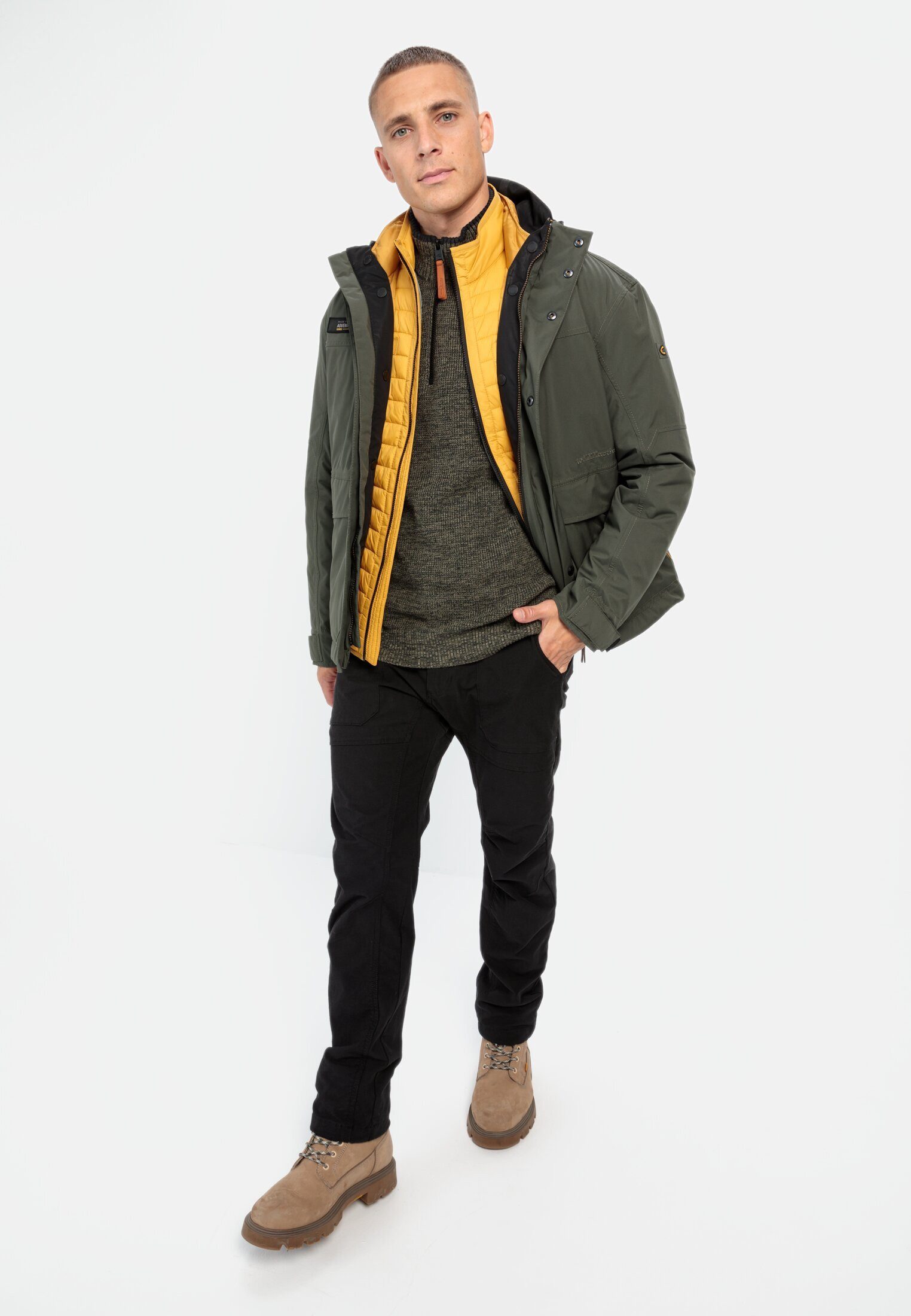 camel active Funktionsjacke mit herausnehmbarem Futter Langarm Logostickerei