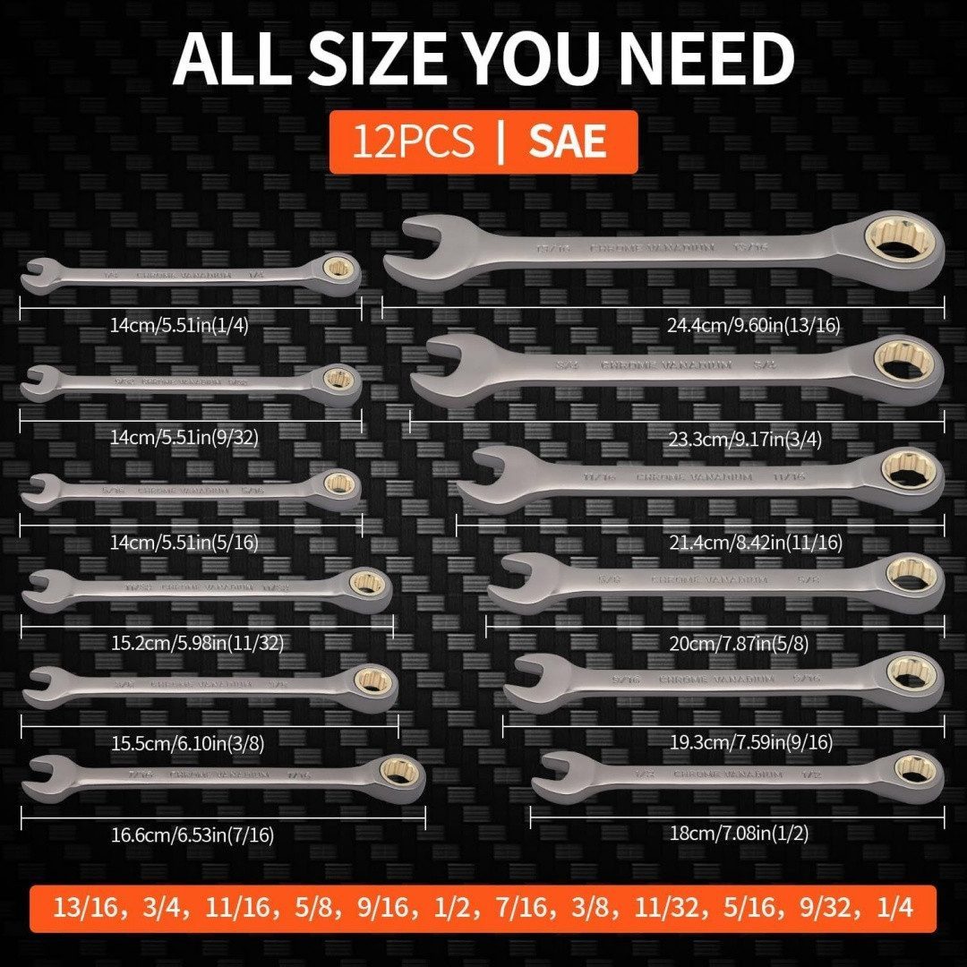 Kityhome 12-piece ratcheting wrench set with tool holder (set, 12s ratcheting wrench set (8-19mm), stainless steel