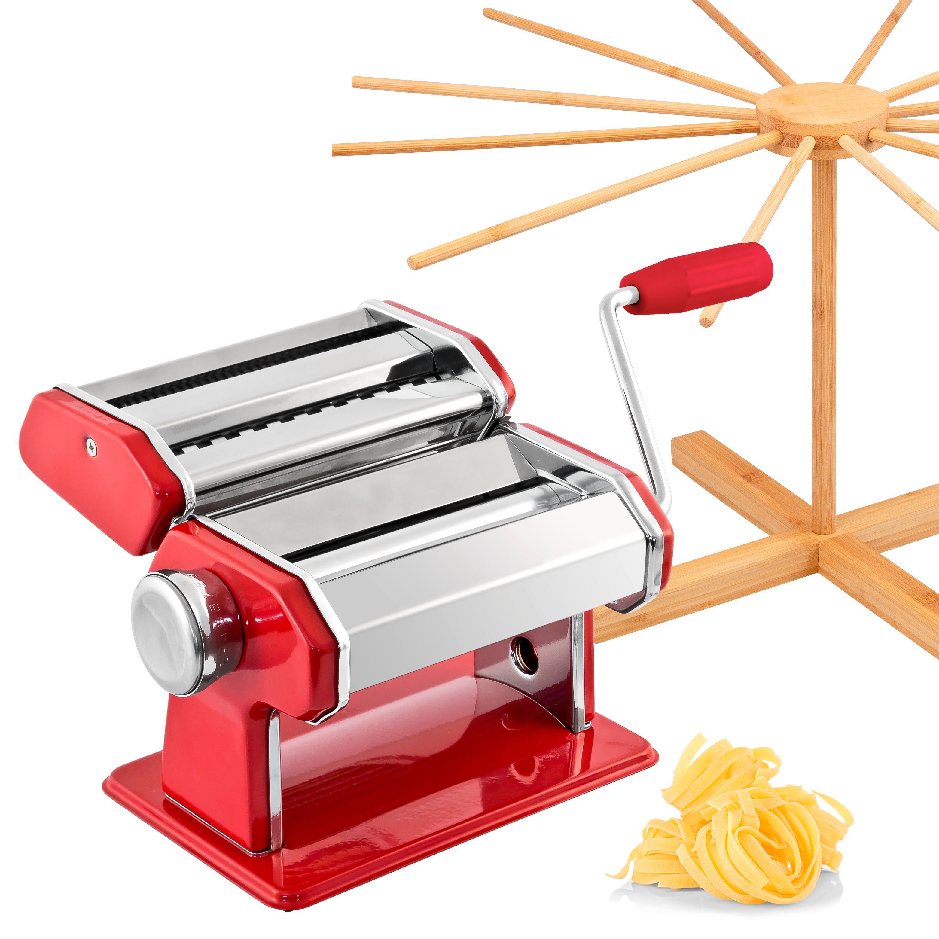 bremermann Nudelmaschine für Spaghetti, Pasta und Lasagne inkl. Nudeltrocker als Set, 7 Stufen, Edelstahl