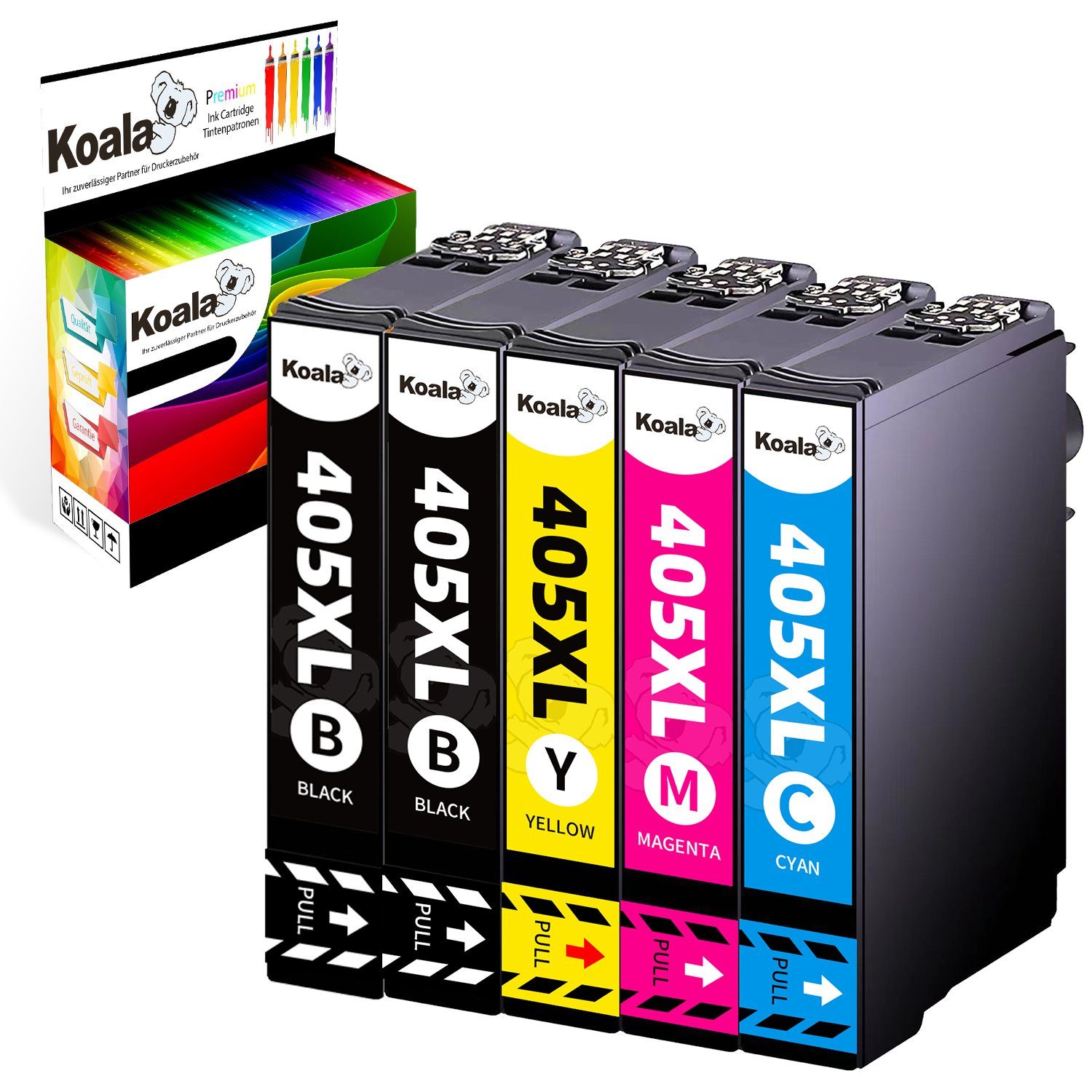 Koala 405XL Druckerpatronen für Epson 405 XL WorkForce Pro 5er Multipack Tintenpatrone (Packung, Epson 405 XL C13T05G64010 WorkForce Pro WF 4820 3830 4825 7830)