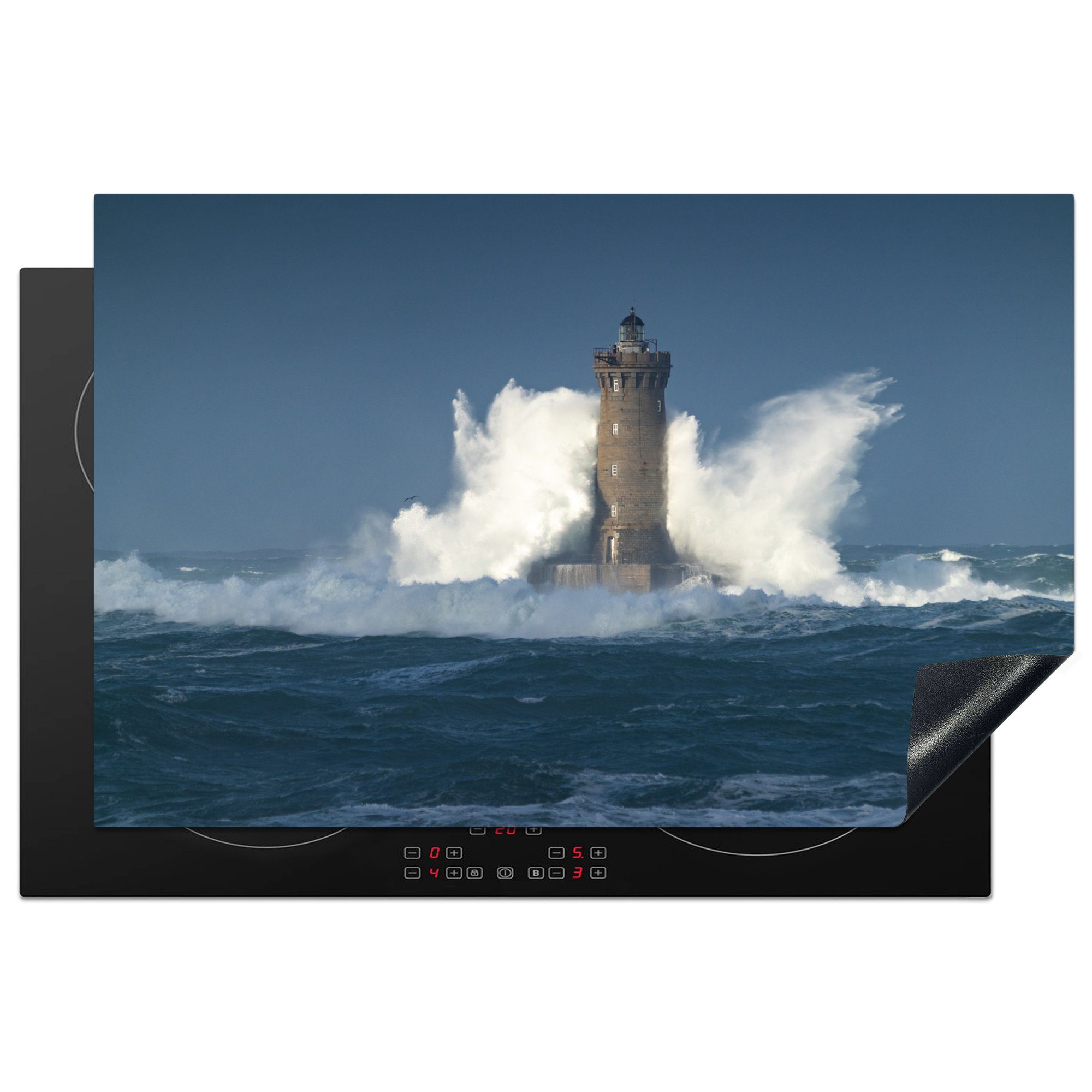 MuchoWow Herdblende-/Abdeckplatte Frankreich - Leuchtturm - Meer, Vinyl, (1 tlg), 81x52 cm, Induktionskochfeld Schutz für die küche, Ceranfeldabdeckung