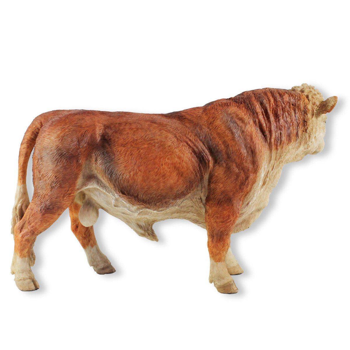 colourliving Gartenfigur Bulle 44 cm hergestellt Figur lang, Rinderfigur, Rinderfigur, (Bauernhoftiere), Tierfiguren lebensechte detailgetreu handbemalt