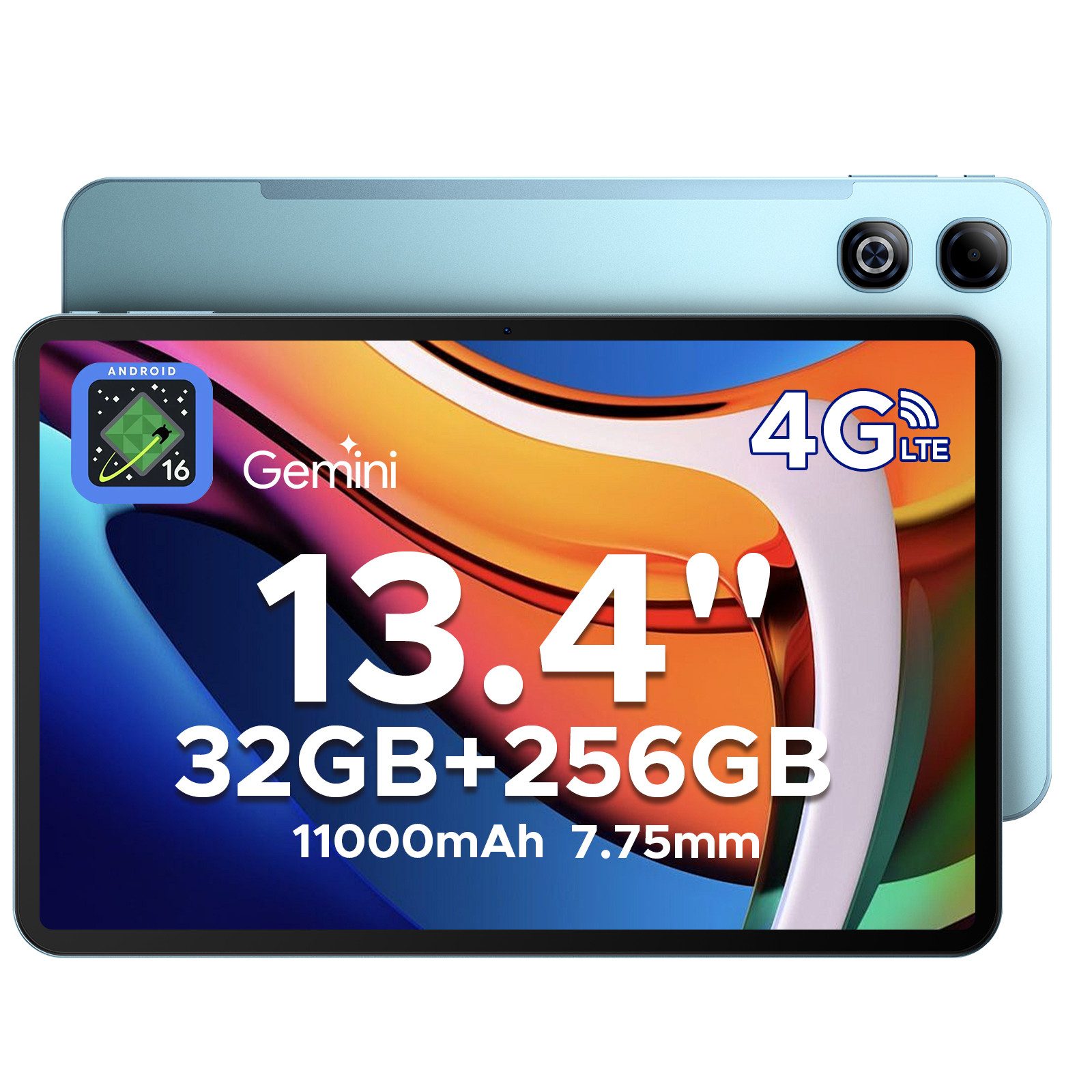 DOOGEE TABG6MAX 11000mAh Android 16 Tablet 256GB 13.4'' FHD+ 90Hz Gaming Tablet (13.4", 256 GB, Android 16, 4G, 13MP+8MP, Android 16, SIM-Karten-Support, Gemini AI)