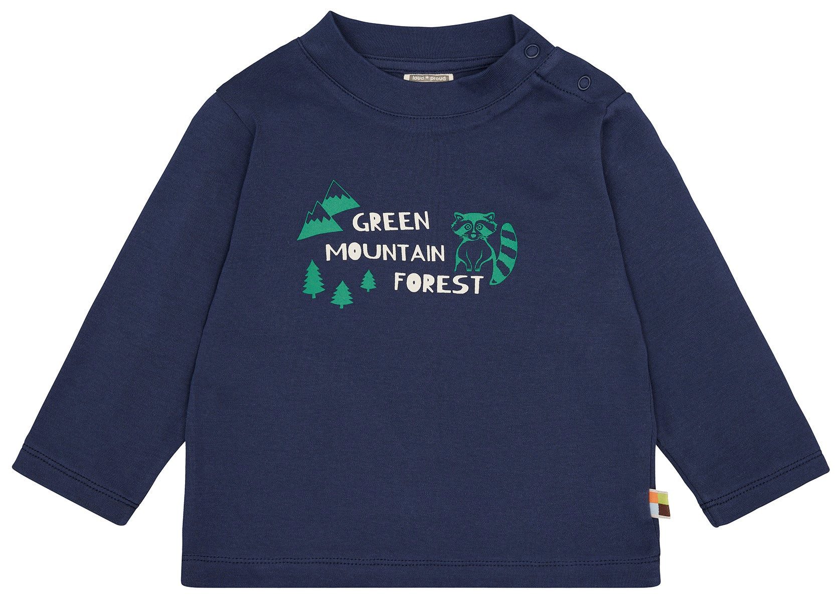 loud + proud Langarmshirt mit Druckmotiv Waschbär GOTS